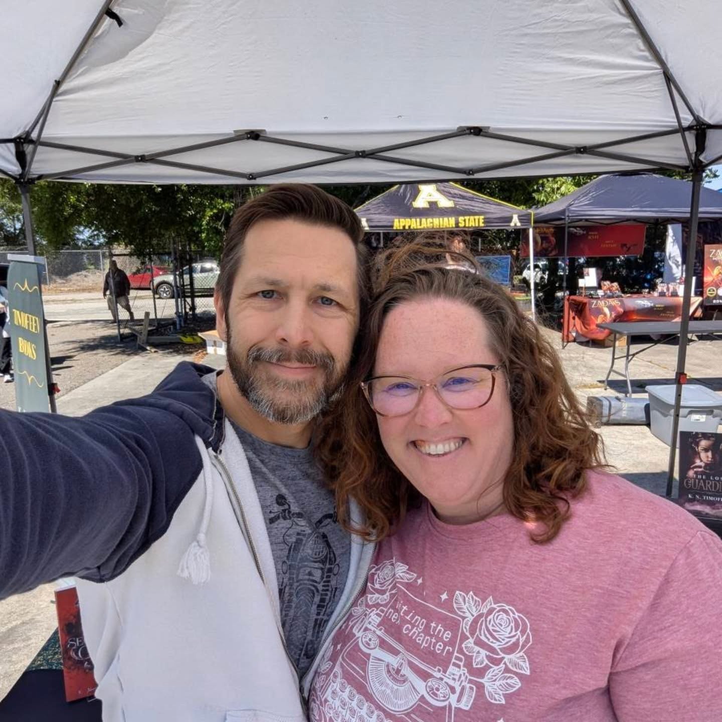 Managed to drag @dmitry.timofeev.52 with me to @frontpaigemedia @waterlinebeers come say hello and maybe leave with some books. Especially if you've ever wanted to discover that your family has magic or wanted to go on an epic quest to save the world from your demon possessed boss. #indieauthor #fantasybooks #bookfair #writer