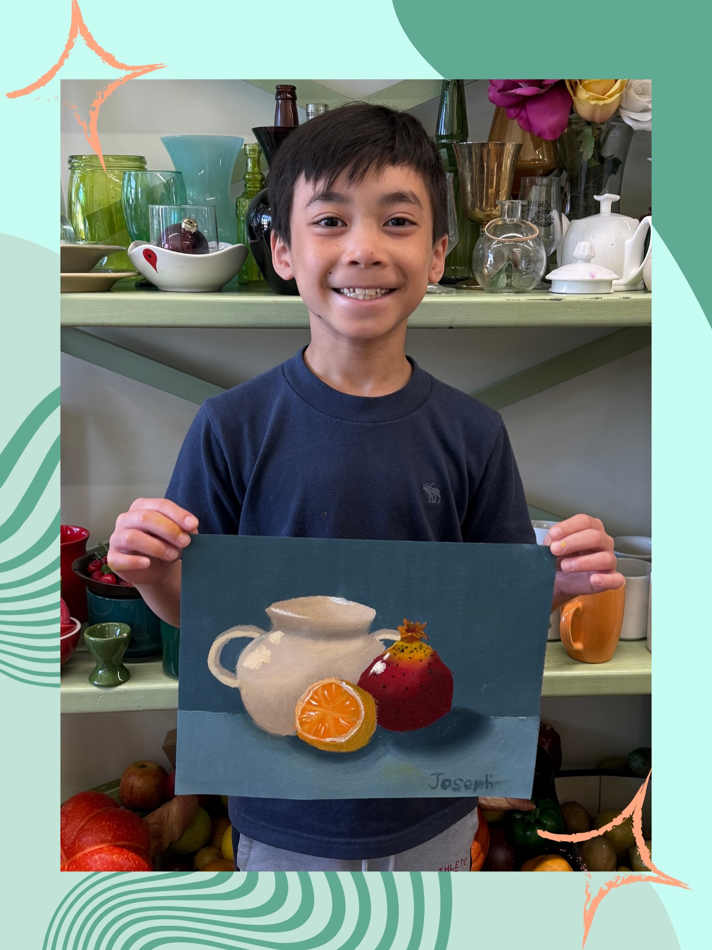 Check out Joseph’s beautiful oil still life! Swipe to see what he had to say about his painting experience 🎨 ➡️
#artclassesforkids #davidsonnc #huntersvillenc #corneliusnc