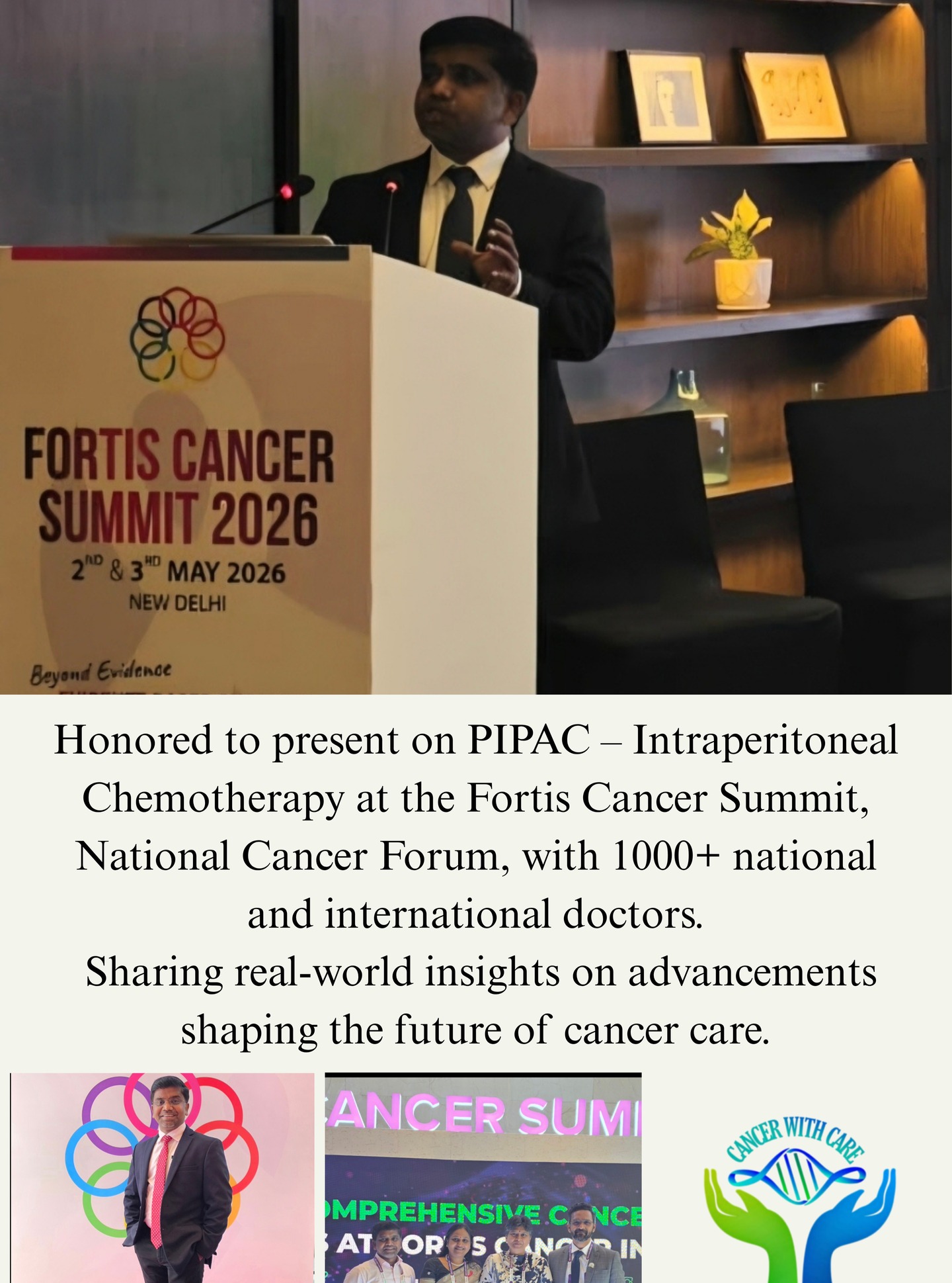 Honored to present on PIPAC – Intraperitoneal Chemotherapy at the Fortis Cancer Summit, National Cancer Forum 🌍
With 1000+ national and international doctors in attendance, sharing real-world insights on advancements shaping the future of cancer care.