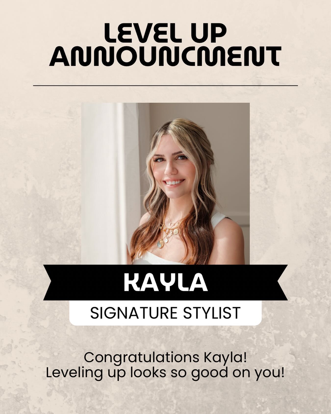 Congratulations Kayla! ✨🎉
In just 2 years out of cosmetology school and her first year at Riot, she leveling up to a Signature Stylist. Kayla has been putting in the work and it shows!
She has grown into such a a well-rounded, confident stylist and has been killing it.
The most bouncy blowouts, gorgeous updo’s, extensions, color, cuts. Everything she does is flawless.
We are so so proud of you, Kayla. We can’t wait to see how far you go! ✨✂️