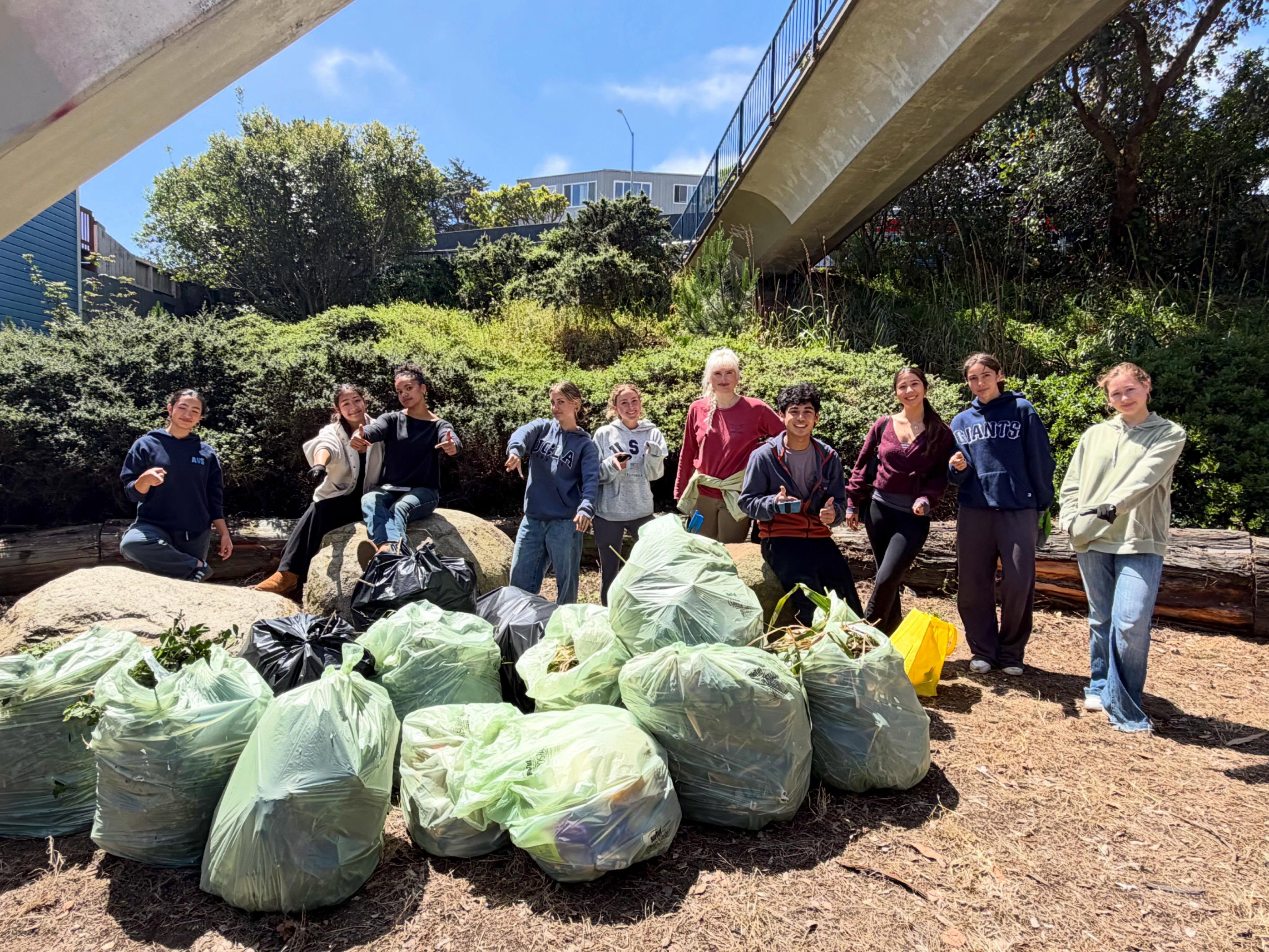 Huge thank you to the students at @lick.wilmerding High School who came out last week to help clean up the space at the corner of Geneva & Ocean 💚
In just 2 hours, we collected 13 bags of trash and weeds! An incredible effort that made an immediate impact.
We’re excited to keep working together on a plan to refresh and reimagine this space for the community.