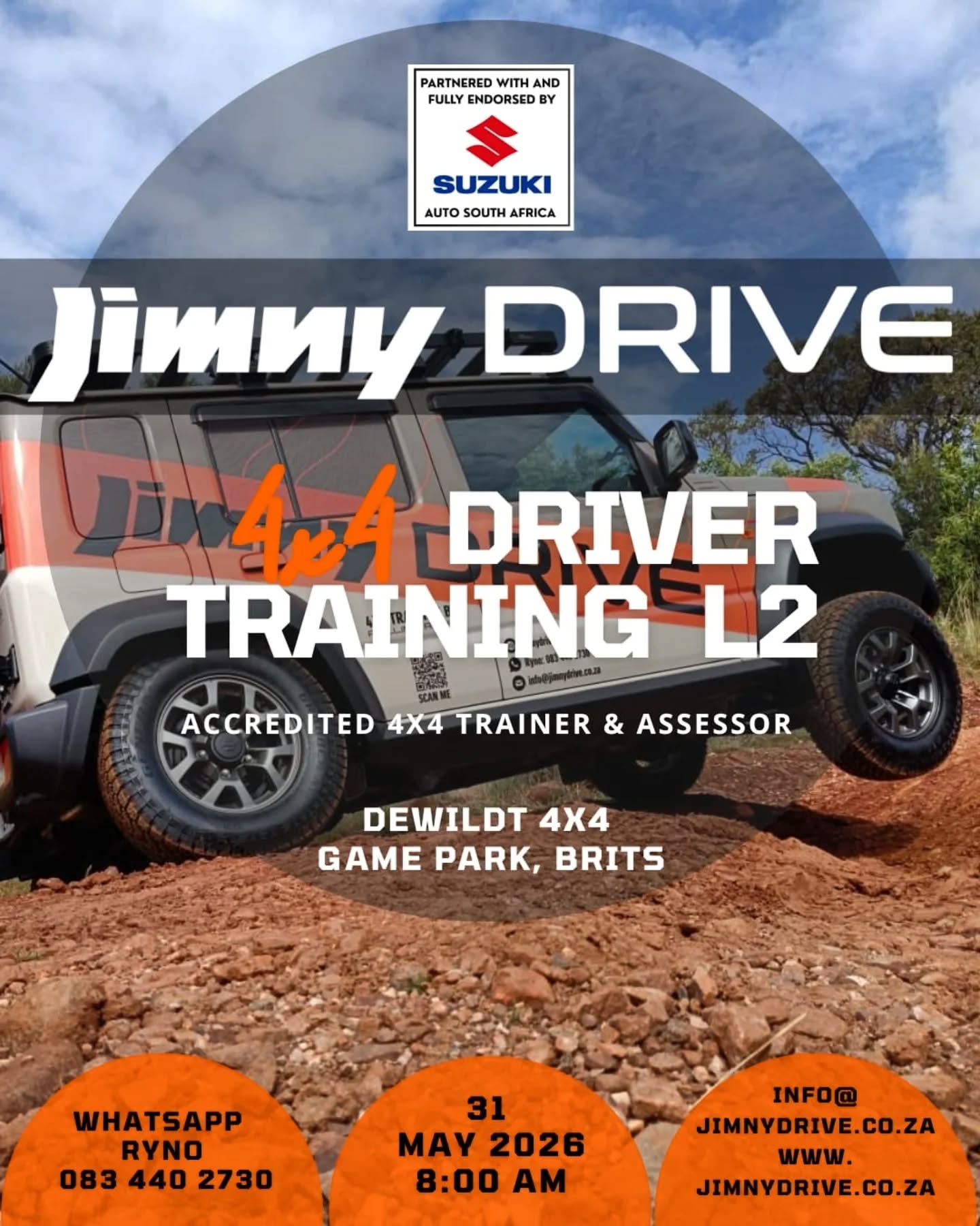 Get ready to take your Jimny skills to the next level!
👉 L2 👈 4x4 Course,
31 May 26
@dewildt4x4_gamepark near Harties.
👉 If you've conquered our JimnyDRIVE L1 course, this one's for you! 💪
Learn expert techniques to tackle tough terrain with confidence. Exclusive to JimnyDRIVE L1 graduates!
For more information, contact Ryno via WhatsApp 083 440 2730
#suzuki_za #jimny4x4 #4x4Training #dewildt4x4