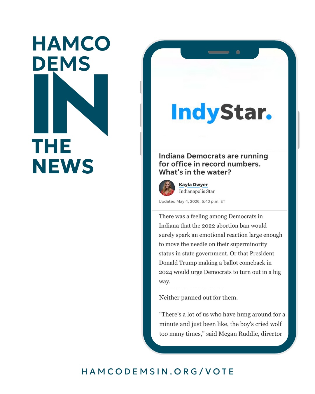 HamCo Dems made the news again for the number of candidates who showed up on our ballot this Primary. A huge shoutout to @raleighbrown for working hard to recruit and organize candidates and to all those who contributed to make her position and our year round HQ possible. Thank you also to everyone who volunteered their time to get our HQ up and running.