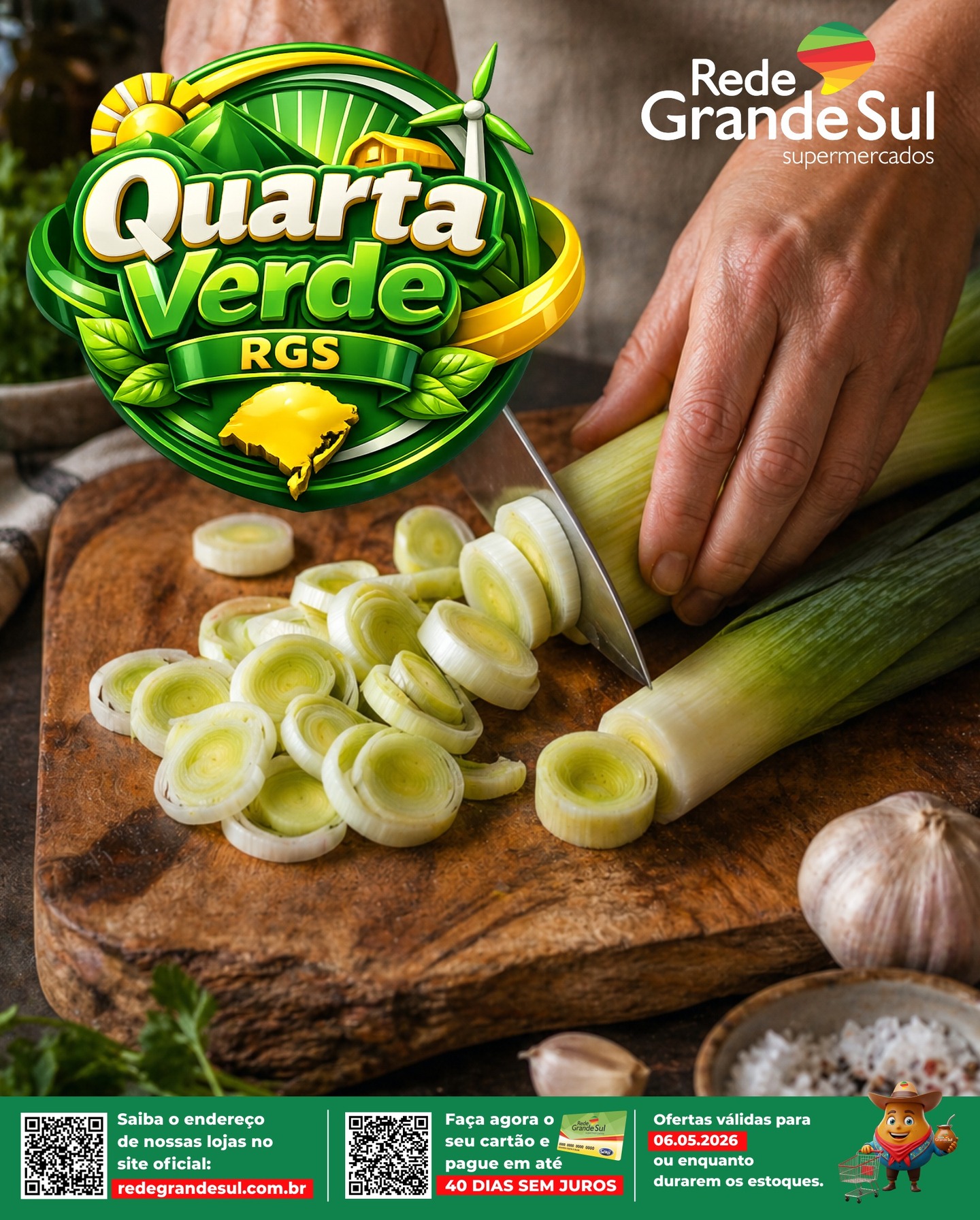 🥦🍏🥬🍓🥕 VENHA PARA A QUARTA VERDE DA REDE GRANDE SUL: Vá até a loja mais próxima da sua casa e confira as frutas, verduras e legumes fresquinhos que selecionamos, direto do produtor!
Ofertas válidas para o dia 06/05/2026, enquanto durarem os estoques.
📍Confira a loja da Rede Grande Sul mais próxima no link abaixo:
https://www.redegrandesul.com.br/nossas-lojas
#redegrandesul #ofertas #supermercado #mercado #quartaverde #açougue #padaria #HortifrutiFresco