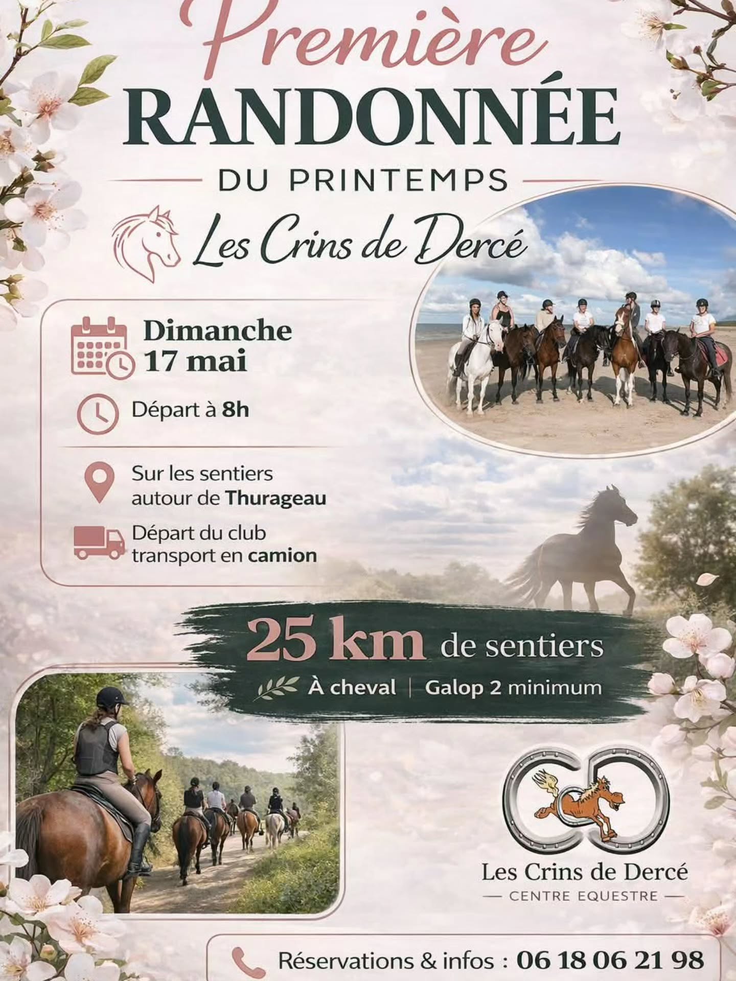 Il reste 2 places pour cette première sortie a la journée 😜😜
Petit comité pour une petite ambiance sympa de groupe.
Venez nous rejoindre...
Adhérent ou non... Si vous avez le niveau.. on vous attend 😉
LES CRINS DE DERCE poney club