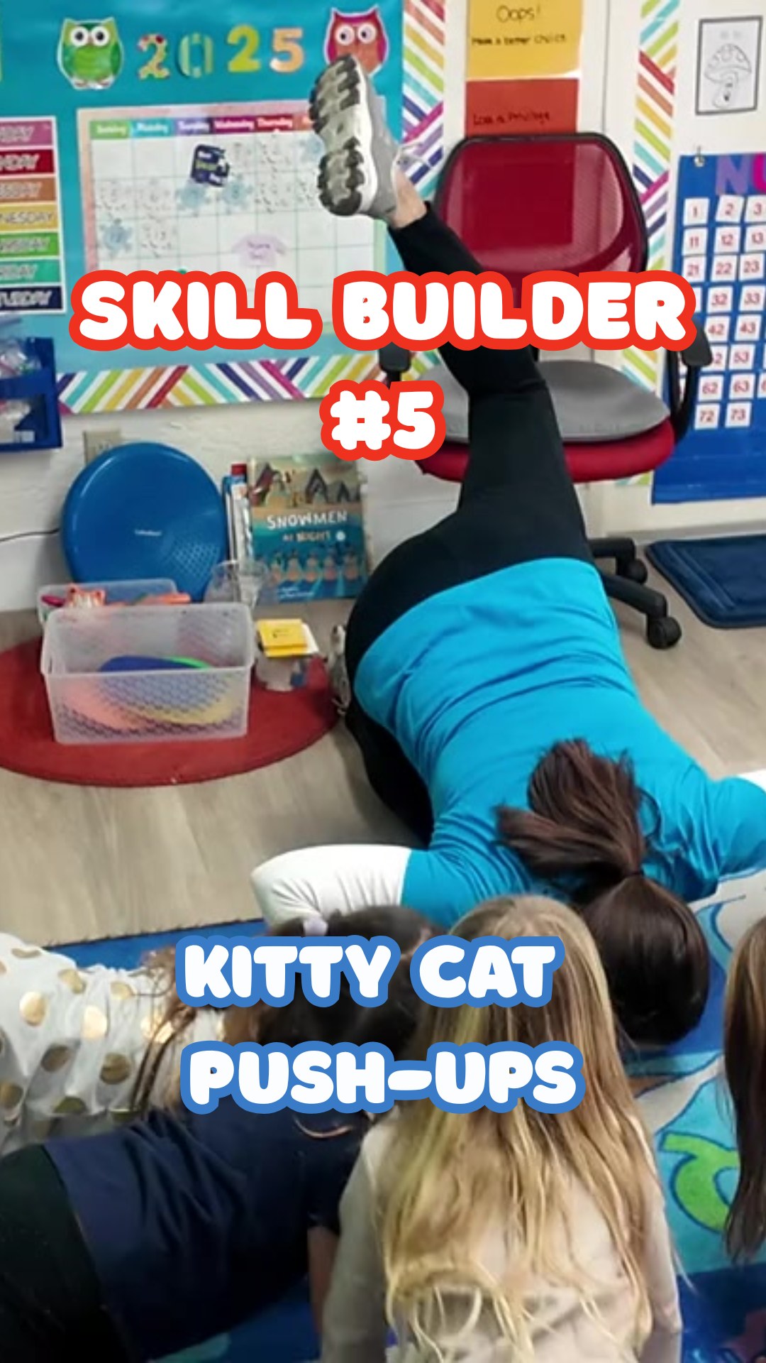 Skill Builder #5 - Kitty Cat Push-Ups!
This is an excellent way to introduce push-ups to your young learners while making it fun.
Pretend to eat a yummy bowl of feed each time you lower your face down to the ground and be sure to keep your tail high in the air.
#kidsfitness
#kidsactivities
#grossmotorskillsforkids