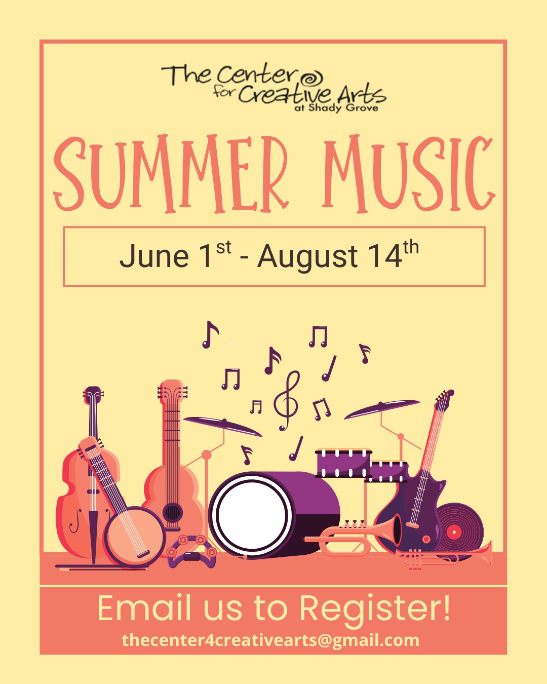 Have you confirmed your summer music lessons yet? Current students have received emails to enroll. Didn't receive an email? Contact us!