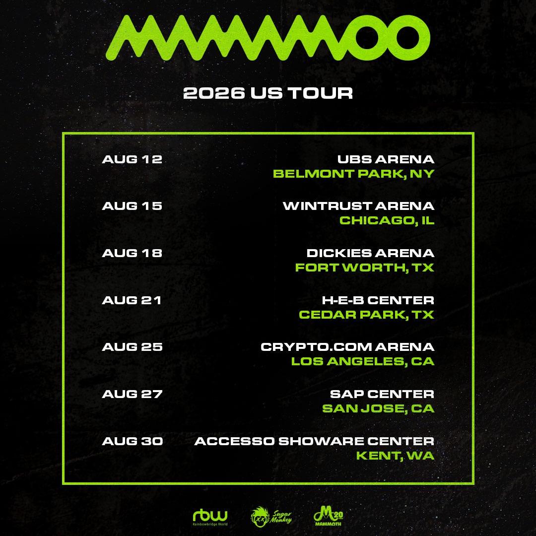 JUST ANNOUNCED - Mamamoo is coming back to the US in 2026 with their World Tour. Presale registration opens tomorrow - visit Mamamoo2026US.com for details!