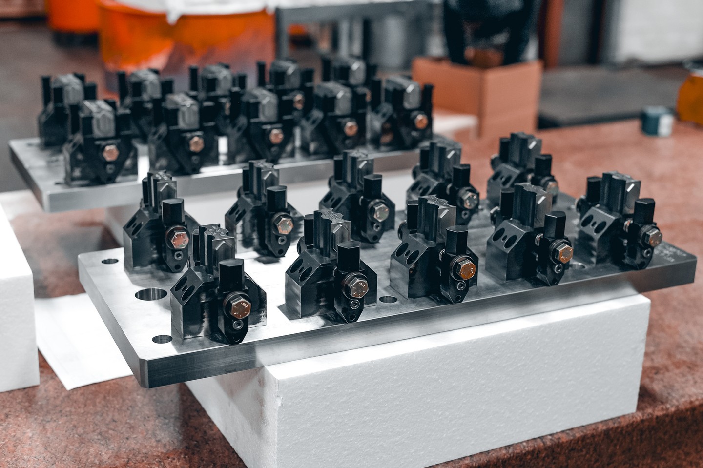 Happy #FixtureFriday ⚙️ Custom high-density fixture plates designed and machined in-house for a specific forging. This customer is running them in a horizontal machining center with a pallet pool!