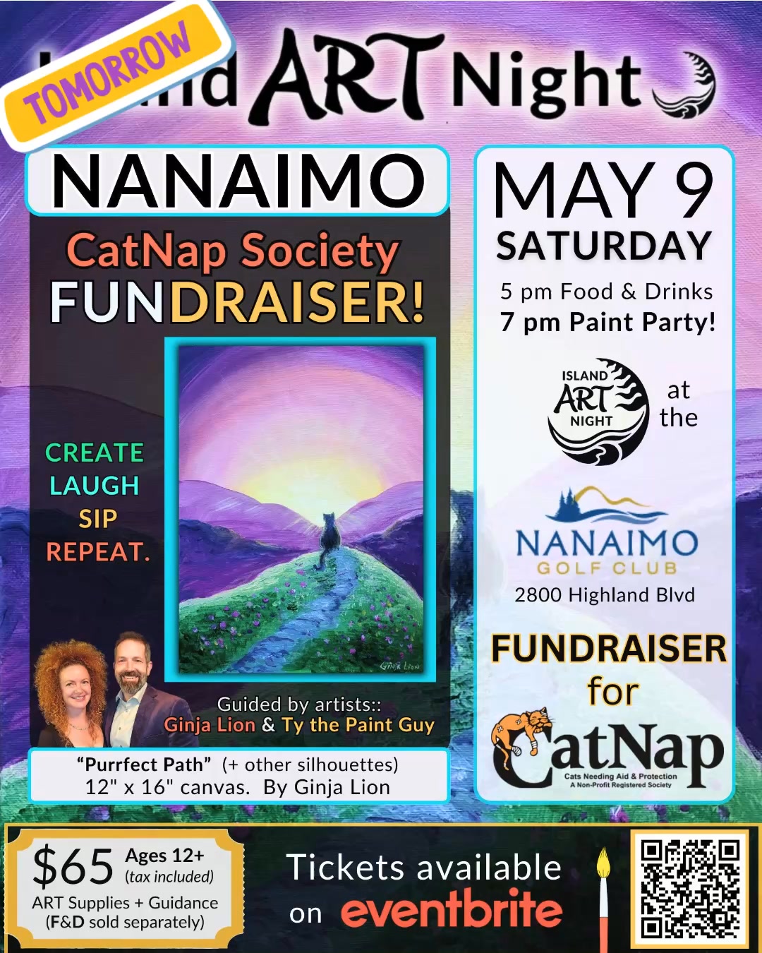 It’s almost time for the Art Night Fundraiser for CatNap — happening tomorrow, Saturday May 9th! 🎨🐾
Looking for:
✨ A fun evening out with friends?
✨ A special night out with Mom for Mother’s Day?
✨ A chance to show off your creative side?
Join us tomorrow at 7pm for an evening of painting, laughter, cats, and community!
(Doors open at 5pm for food and drinks 🍷🍔) at the 📍 Nanaimo Golf Club
🎨 Paint step-by-step with guidance from Island Art Night
🐱 Chat about cats and connect with fellow animal lovers
❤️ Support locally rescued cats and kittens
🎟️ Tickets are limited — grab yours before they’re gone through Eventbrite:https://www.eventbrite.ca/e/catnap-society-fundraiser-with-ginja-ty-of-island-art-night-tickets-1986669142886
Bring a friend (or two!), your mom, or come solo and meet some new friends. No experience needed — just come ready to have fun and unleash your creativity!
Come for the fun, stay for the cause, and leave with a masterpiece (and a smile)! 😸