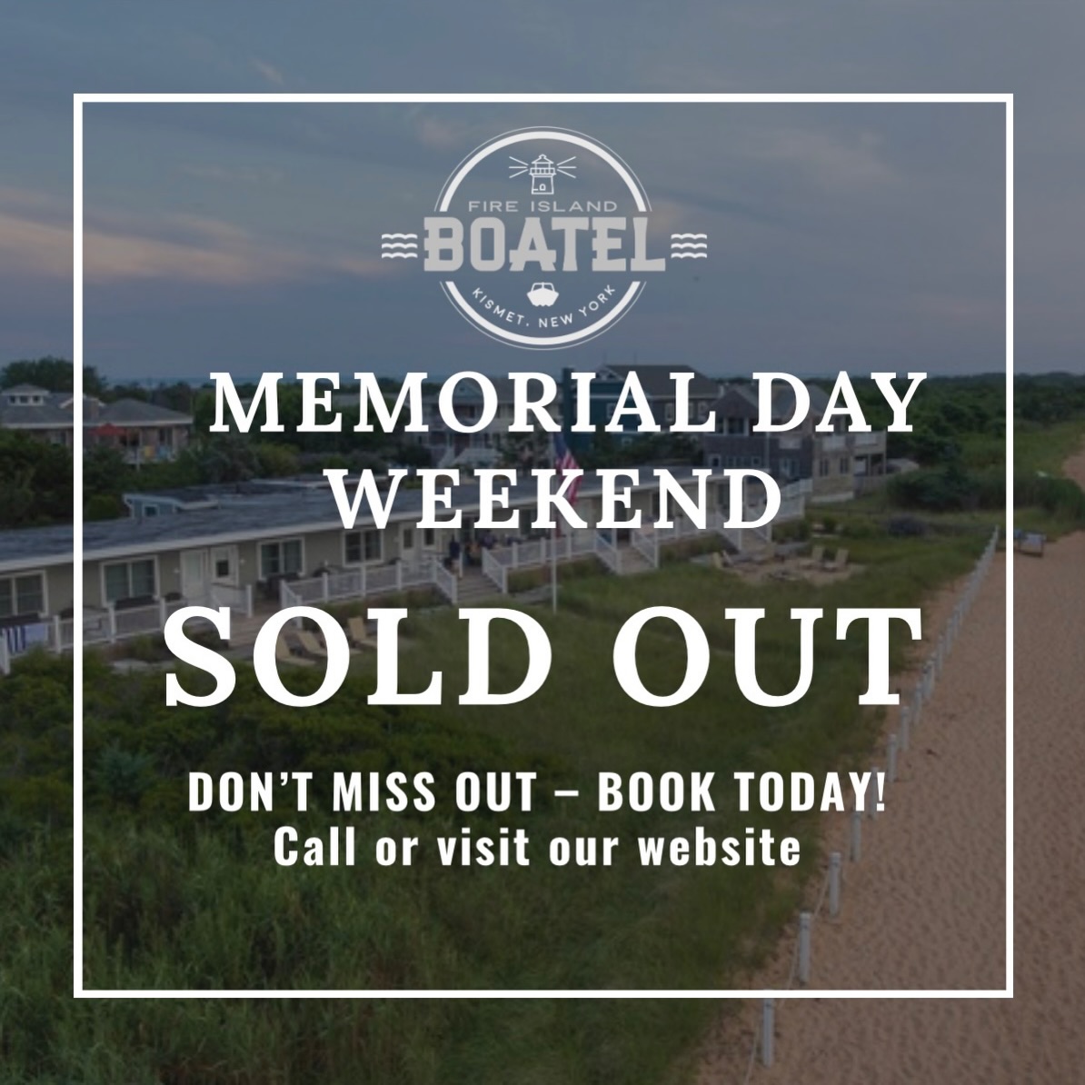 We are ready for the season to begin! Memorial Day weekend is sold out at the Boatel! ☀️🌊
Don’t miss your chance to book another peak summer weekend!
Book at- www.fireislandboatel.com