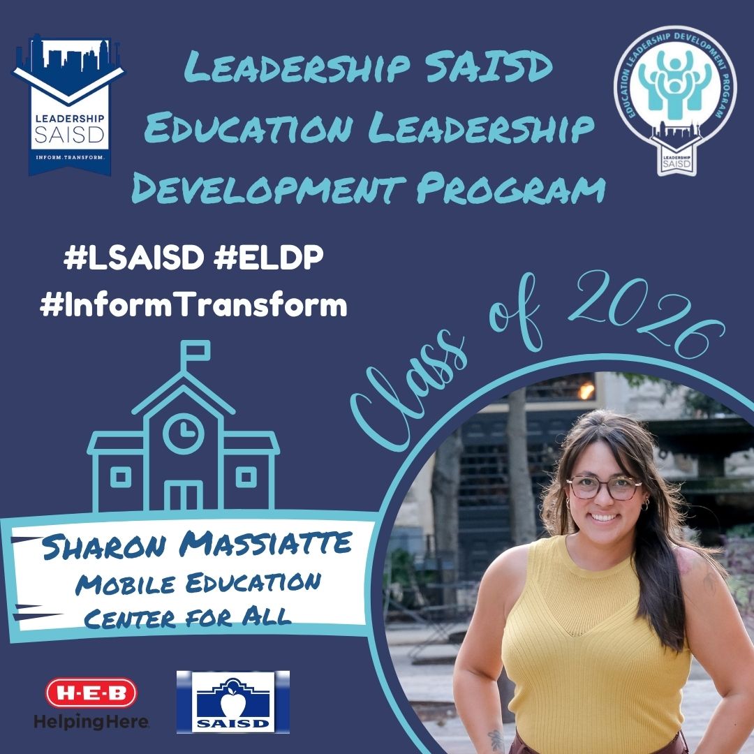 #ELDP Class of 2026 Spotlight ✨ Sharon Samelson Massiatte is the founder of Mobile Education Center for All | MECA, a nonprofit bringing education directly to students facing barriers to traditional school. A certified special education, art, and general education teacher with a master’s in Educational Leadership, she spent eight years in the classroom before launching MECA to serve chronically absent students. Named Educator of the Year in 2022-2023 and a 40 Under 40 Class of 2025 honoree, Sharon is passionate about equity in education. As the daughter of a Holocaust survivor and a Vietnam War refugee - and a proud wife and mom in a blended family - she leads with resilience, heart, and the belief that every child deserves access to opportunity. #LSAISD #informtransform #publiceducation Thank you to our 2026 Program Sponsors @heb and @sanantonioisd