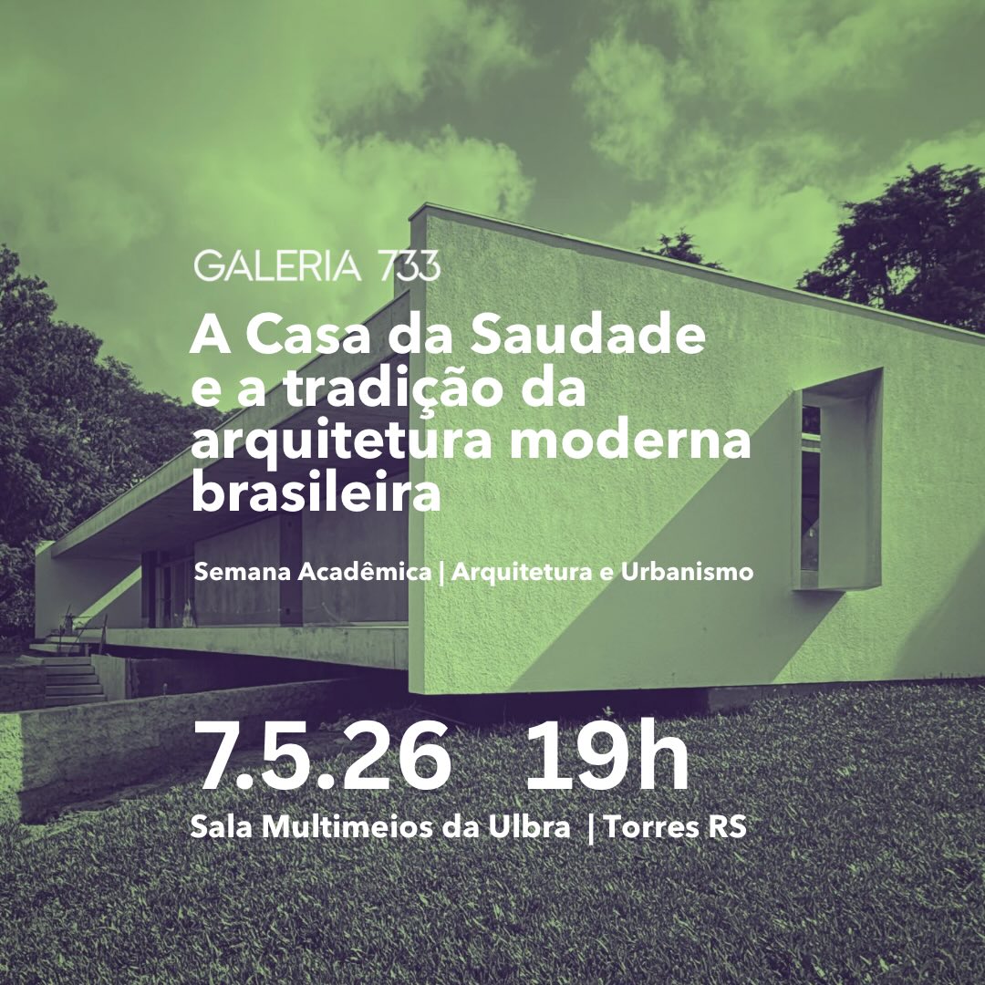 O egresso e arquiteto Blacio Junior, ao lado de Guilherme Essvein de Almeida, ex-professor da universidade, retornam à Ulbra para compartilhar a trajetória do escritório Galeria 733.
Na ocasião, será apresentado o projeto e obra da Casa da Saudade, atualmente em fase de conclusão, além de outros projetos desenvolvidos pelo estúdio.
#ulbratorres #arquitetura #semanaacadêmica
#galeria733 #casadasaudade
_____________________________________________
contato@galeria733.com.br
Fone: (51) 99606-0497
•
GALERIA 733