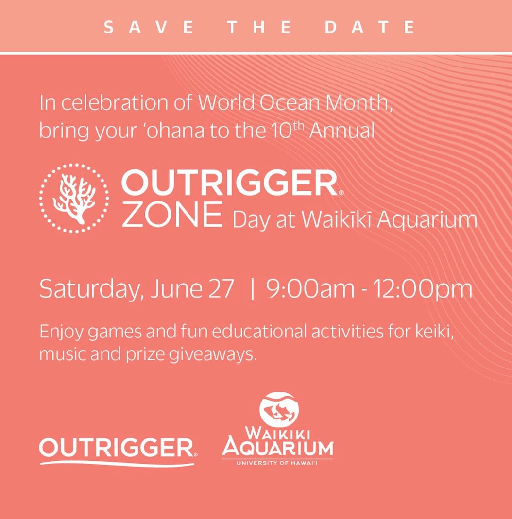 🌊 Save the Date! 🌊
In celebration of World Ocean Month, join Eat Pono in partnership with Outrigger Hotels & Resorts for a morning of fun, learning, and mālama ʻāina 💙
Bring your ‘ohana to the 10th Annual OUTRIGGER ZONE Day—part of the Outrigger ZONE (Oceans, Nature, Environment) initiative—at the Waikīkī Aquarium
📅 Saturday, June 27
⏰ 9:00 AM – 12:00 PM
Enjoy:
✨ Interactive games & hands-on educational activities for keiki
🎶 Live music
🎁 Fun prizes & giveaways
This special event is all about inspiring our keiki and community to care for our oceans and live pono—together.
We hope to see you there 🌺
#EatPono #WorldOceanMonth #OutriggerZONE #MalamaAina #WaikikiAquarium