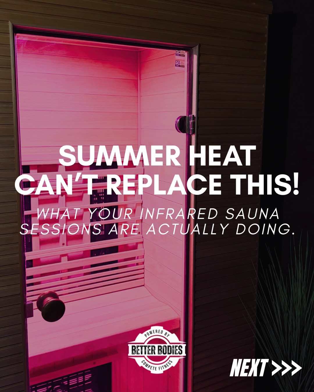 The sun and an infrared sauna are NOT the same thing! ☀️🔥
Laying in the sun = surface-level heat, inconsistent, uncontrolled.
Infrared sauna = targeted heat, deeper penetration, and real benefits your body can actually use.
This isn’t just about “feeling warm." It’s about recovery, better sleep, and how your body handles stress over time. 😁
One session feels good. Consistency is what creates results. Start with a single session or build it into your routine with our unlimited options — whatever works for you!
👉 Come try Better Bodies for 7 days FREE and experience the difference for yourself. Link in bio to get started today.
#betterbodiesomaha #omahagyms #gymtime #omahafitness #infraredsaunatherapy