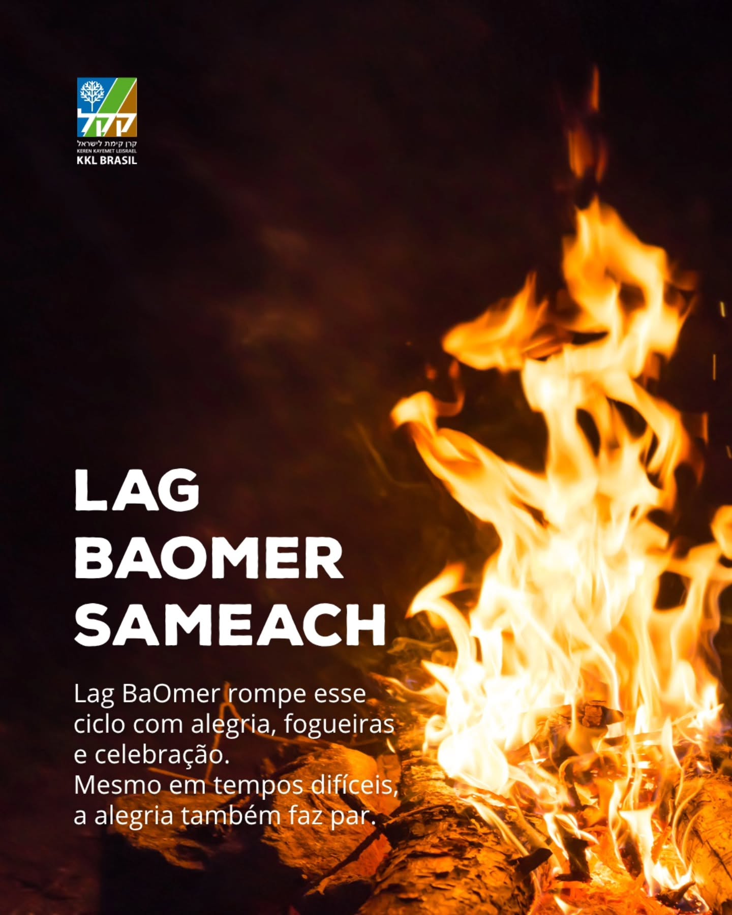Lag BaOmer é um dia que combina tradição, espiritualidade e conexão.
Celebrado neste ano entre a noite de 4 e 5 de maio, a data está profundamente ligada ao legado de Rabbi Shimon bar Yochai, cuja história segue inspirando encontros, reflexões e momentos de conexão.
🔥 As tradicionais fogueiras simbolizam a luz da Torá e a ligação do povo judeu com sua herança espiritual.
Mas Lag BaOmer também nos convida a olhar para o presente.
Neste ano, a data coincide com o Dia Internacional dos Bombeiros um momento para reconhecer e agradecer aqueles que trabalham para proteger nossas florestas e paisagens naturais.
🌿 Por isso, o KKL reforça a importância de celebrar com responsabilidade.
Devido às condições climáticas e ao início da temporada de incêndios, as fogueiras estão permitidas apenas em áreas autorizadas, garantindo a segurança de todos e a preservação do meio ambiente.
Cuidar da tradição também é cuidar da natureza.
💬 Você costuma celebrar Lag BaOmer?