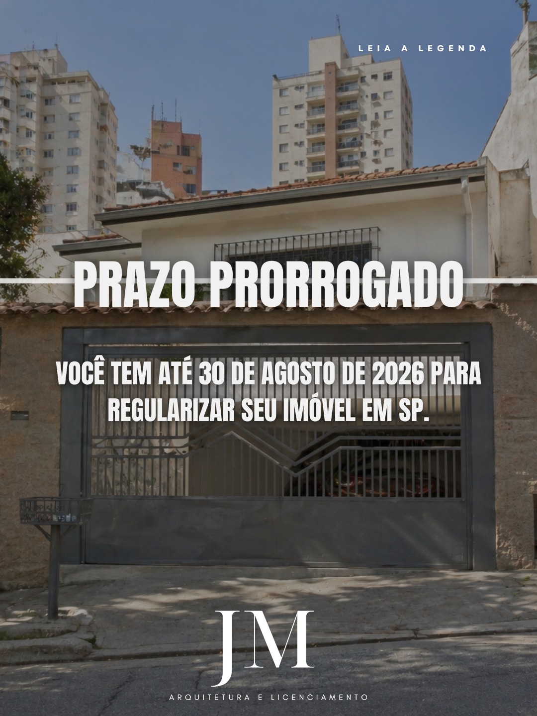 A Prefeitura de São Paulo prorrogou o prazo para protocolo do pedido de Certificado de Regularização de edificações para até 30 de agosto de 2026.
Se você tem um imóvel irregular e estava adiando, esse é o prazo. Depois disso, o processo volta a ficar mais difícil e mais caro.
Na JM Arquitetura e Licenciamento, cuidamos de toda a documentação necessária para você regularizar dentro do prazo, sem correr risco de perder a janela.
Envie REGULARIZAR no direct e a gente analisa o seu caso.
#imóvelirregular
#imovelirregular
#anistiasp
#regularizaçãodeimoveis
#regularizaçãodeimóvel