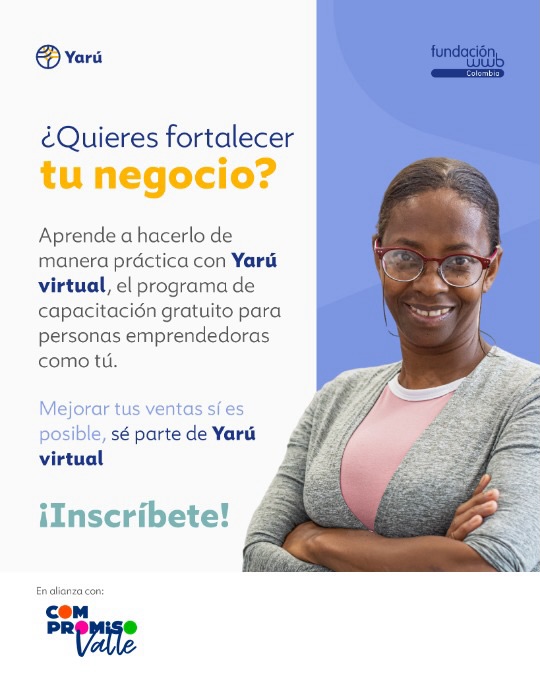 ¿Quieres fortalecer tu negocio?
Desde Compromiso Valle te invitamos a ser parte de Yarú Virtual 2026, un programa gratuito de la Fundación WWB Colombia que te brinda herramientas prácticas para mejorar la organización de tu negocio y fortalecer tus habilidades como emprendedor.
💡 Aprenderás a tu ritmo y desde cualquier lugar, con contenidos diseñados para ayudarte a tomar mejores decisiones y hacer crecer lo que vienes construyendo.
📅 Convocatoria abierta hasta el 15 de mayo de 2026
👉 Encuentra el enlace de inscripción en nuestra biografía como YARÚ 2026
⚠️ Recuerda seleccionar Compromiso Valle como aliado en el formulario.
#TodosSomosCompromisoValle