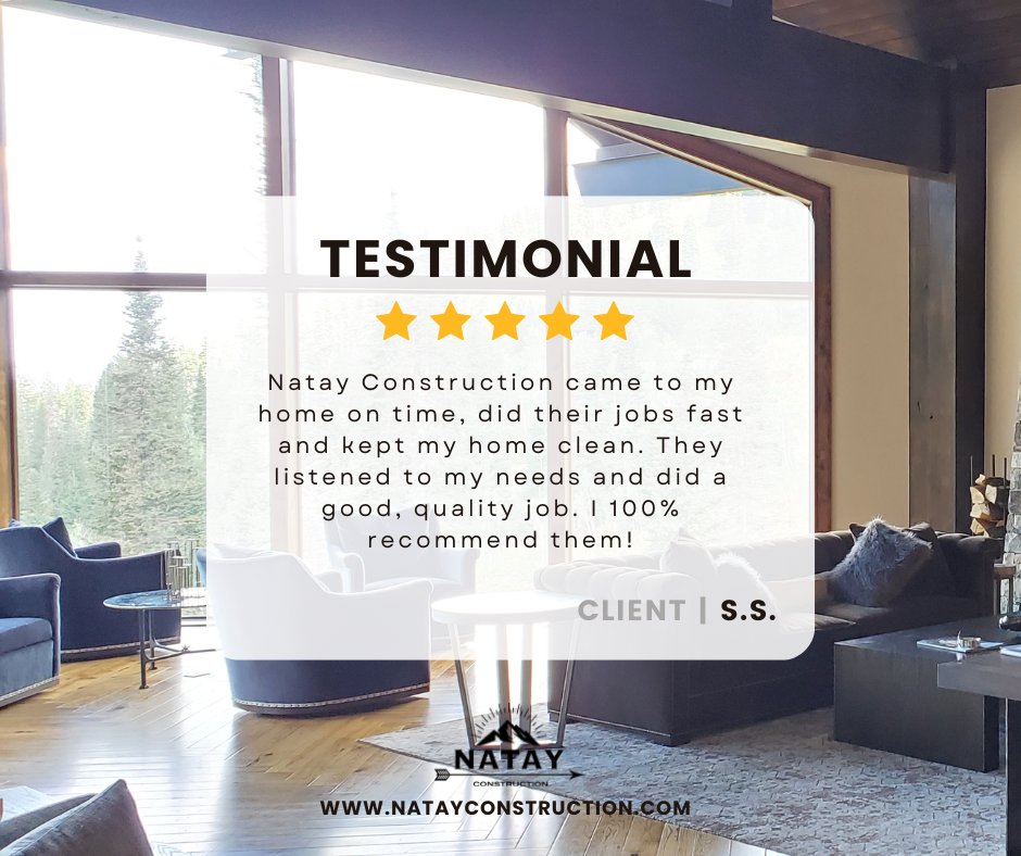 On time, clean, quality work.
Natay Construction delivers what matters most—punctuality, craftsmanship, and respect for your home. They listen to what you need, execute with precision, and maintain a clean, organized job site throughout. That's the kind of attention to detail that earns 100% recommendations.
Ready to experience the difference? Let's talk.
#ParkCityRemodel #RedLedges #WasatchCounty