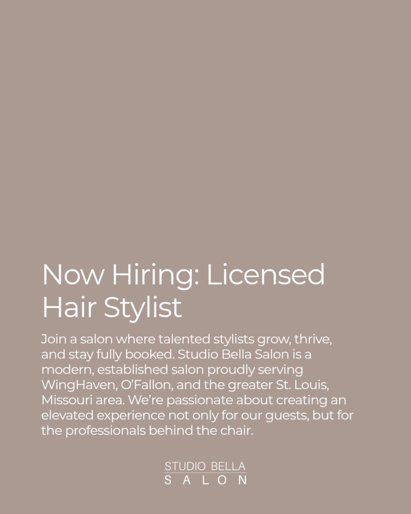 the right salon changes everything. 💛
at Studio Bella, we built something stylists actually want to be part of — a supportive team, a beautiful space, steady guest demand, and the freedom to grow your business on your own terms.
we have a booth rental opportunity open right now for a motivated, licensed stylist who's ready to hit the ground running in Winghaven.
if that's you — or someone you know — send them our way.
DM us or tap the link in bio to schedule a tour.
📍 7758 Winghaven Blvd | O'Fallon, MO
#StudioBella #WinghavenMO #OFallonMO #NowHiring #STLSalon BoothRental HairStylistLife STLHair SalonCulture CosmetologyJobs