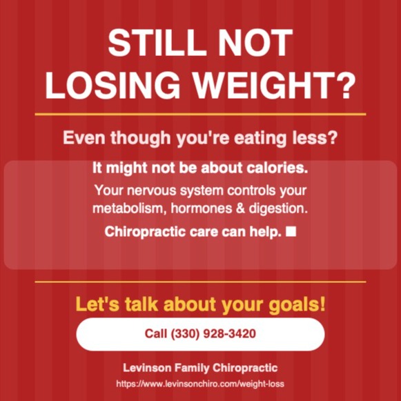 Still not losing weight even though you're eating less? 🤔
You're not alone — and it might not be about willpower or calories at all.
Your nervous system controls your metabolism, hormones, and digestion.
When it's not functioning properly, weight loss becomes an uphill battle no matter what you eat.
At Levinson Family Chiropractic we take a whole body approach to help you finally see results. Let's talk about your goals!
📞 (330) 928-3420
👉 https://www.levinsonchiro.com/weight-loss
#WeightLoss #CuyahogaFalls #AkronOhio #ChiropractorNearMe #NaturalWeightLoss #HealthyLiving #WellnessJourney #FamilyChiropractic