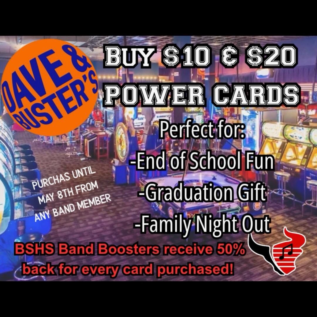 DAVE & BUSTERS FUNRAISER! forms are due this Friday, May 8th & please RSVP for the event!!