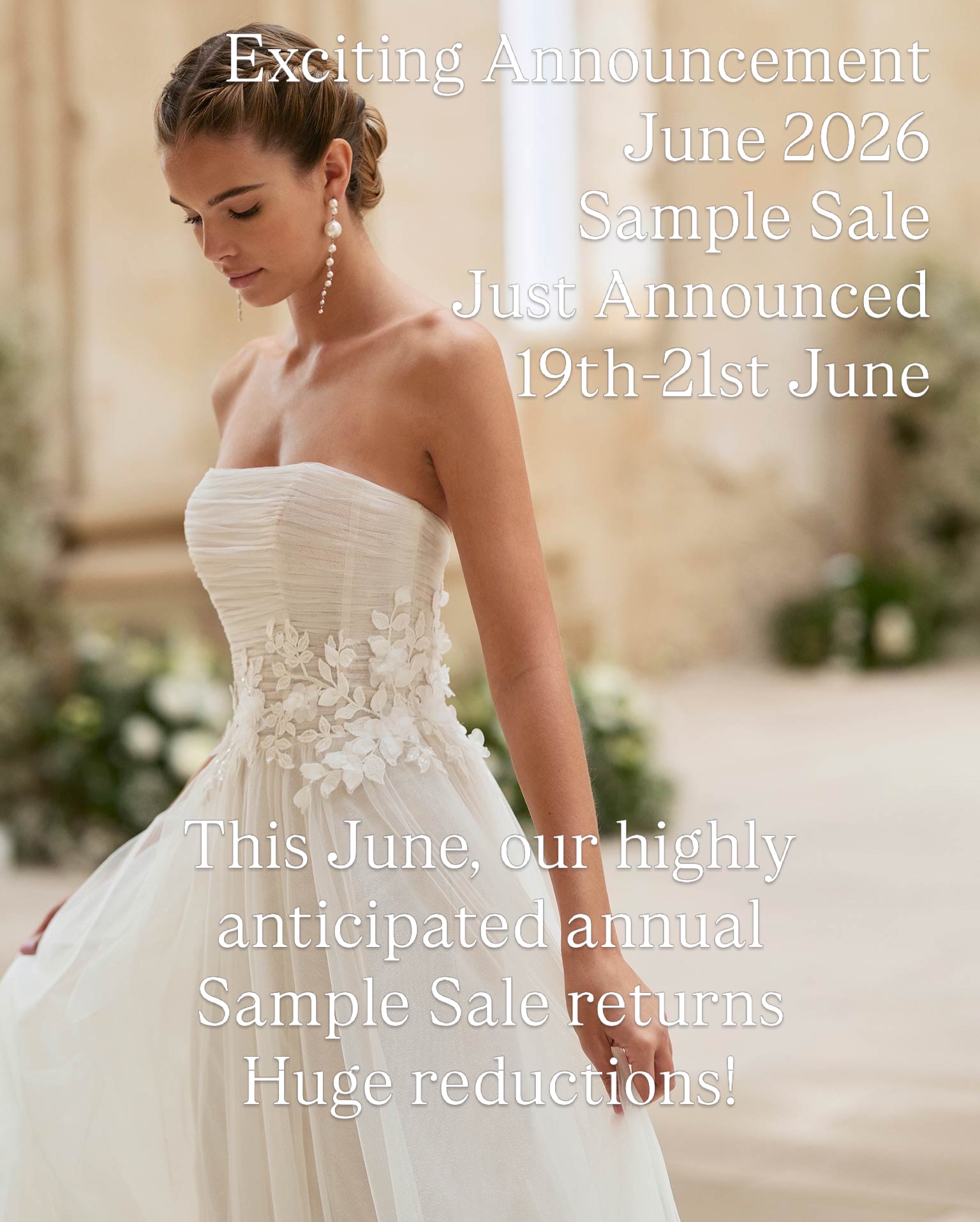 ✨ Our June 2026 Sample Sale is almost here! ✨
Brides marrying in 2026–27, this is your chance to secure a designer gown for up to 80% off.
Preview Day: 18th June (drop‑in)
Sample Sale: 19th–21st June (by appointment)
Limited sizes, one‑off pieces, first come first served. By appointment.
Appointments £10.
One guest only.
Call to book your appointment: 01428 288012.
Huge discounts 🤍 More info in bio and blog 🤍 #bridalsamplesale #bridalsale #surreybridalboutique #mayandgracebridal #weddingdresssale