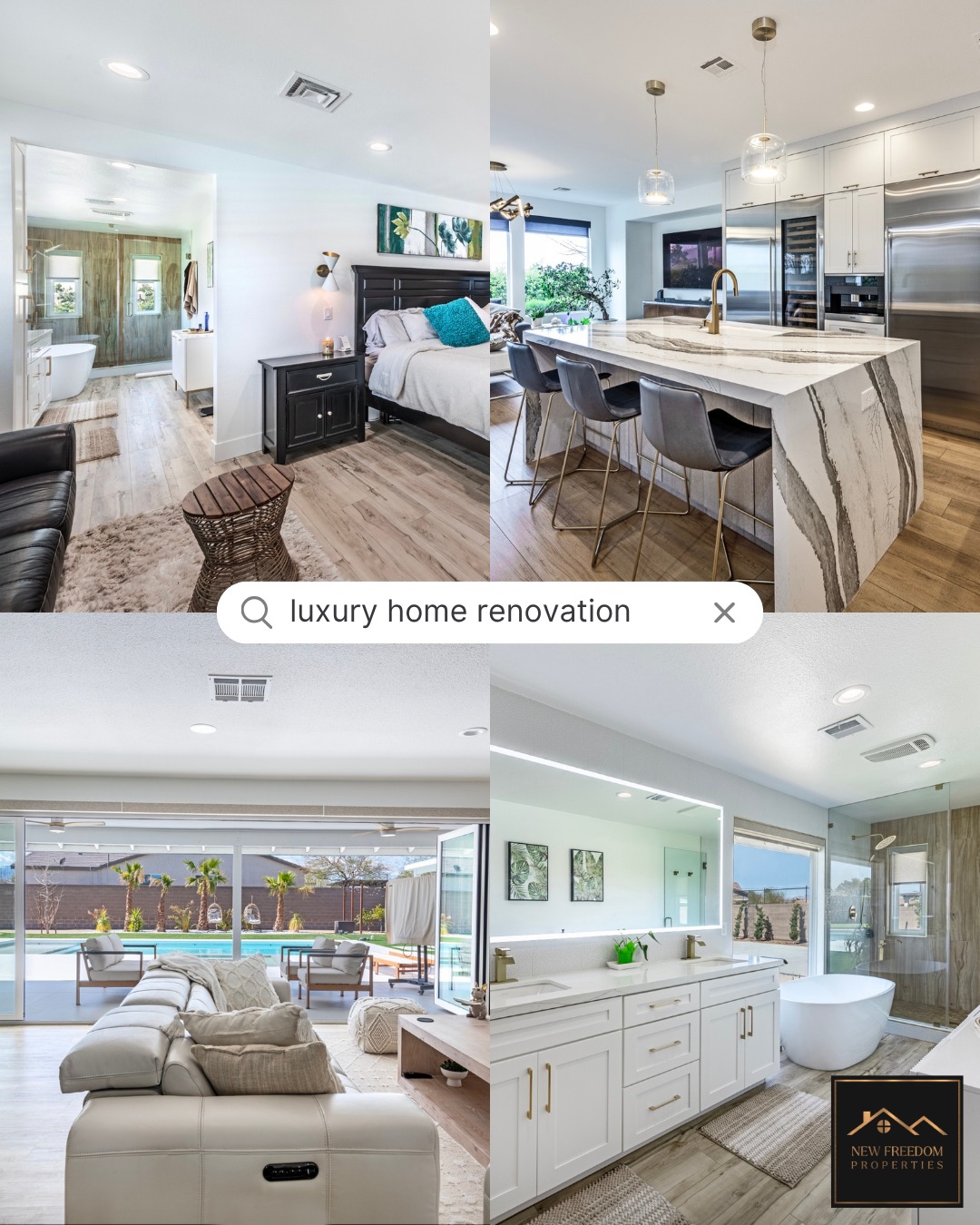 From outdated to dialed in.
A space that now feels modern, functional, and easy to use.
#desertliving #NewFreedomProperties #LasVegasHomes #VegasLiving #HomeRemodel #KitchenRemodel #BathroomRemodel #HomeRenovation #ModernLiving