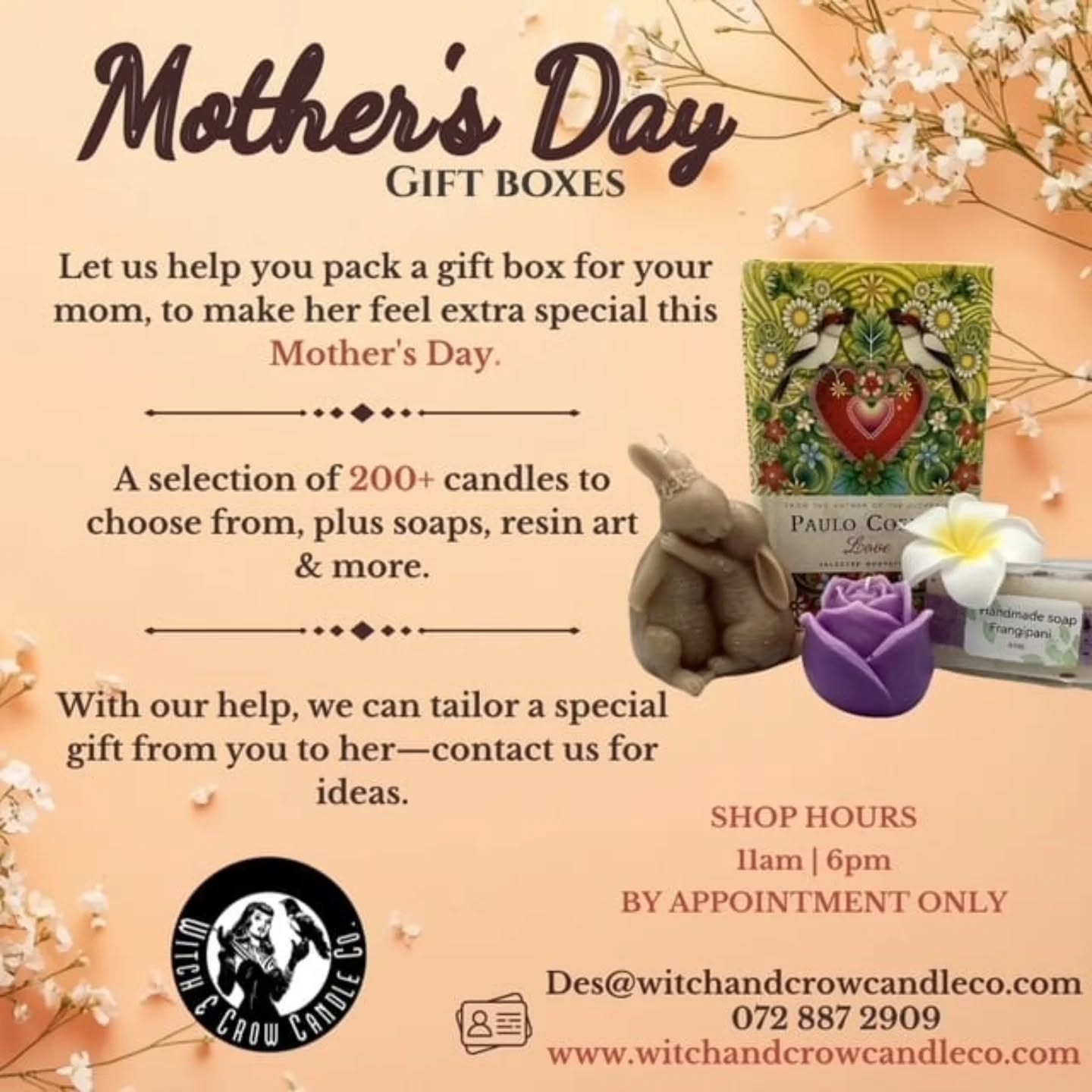 Let us help you spoil your mom this Mother's Day๐ We can help create a gift of all the special little things she love.
#mothersdaygift #supportlocal #ilovemom
