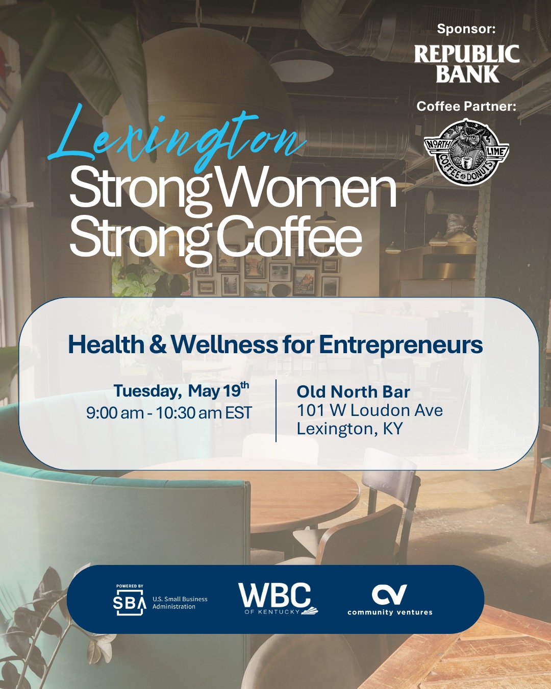 Showing up for your business starts with taking care of yourself.
Join us for Strong Women Strong Coffee as we gather for a conversation on health and wellness for entrepreneurs. In recognition of Mental Health Awareness Month, this panel brings together professionals in nutrition, Reiki, yoga, and holistic health to share practical ways to support your well-being while running a business.
☕ Old North Bar
📅 Tuesday, May 19
⏰ 9:00 AM – 10:30 AM
Thanks to Republic Bank @republicbank, our sponsor, and North Lime Donuts and Coffee @north_lime, our coffee partner.
Reserve your spot with the link in our bio: @wbckentucky
#StrongWomenStrongCoffee #WBCKentucky #LexingtonKY