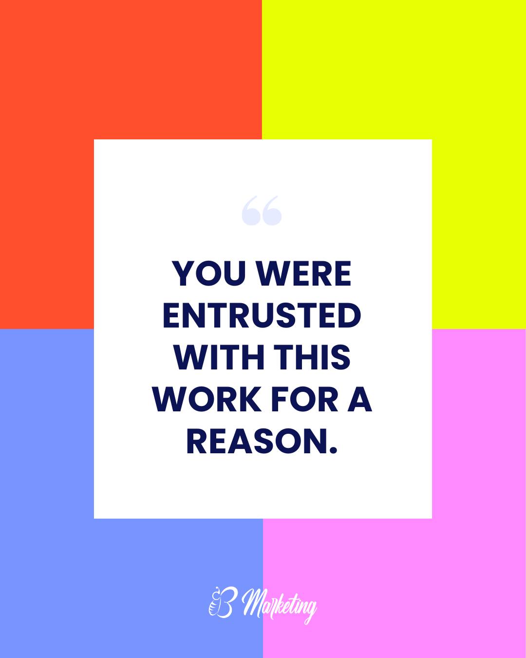 You were entrusted with this work for a reason. 💖
Not by accident. Not by chance. But because you bring something to it that no one else can. Your perspective. Your care. Your ability to show up and keep going, even when it’s not easy.
There will be moments where you question it. Where things feel slower than you expected or harder than you planned. That doesn’t mean you’re off track. It means you’re in it.
The work matters. And so does the way you’re doing it.
Keep showing up with intention and clarity. You were made for this. ✨
#BMarketing #PurposeDriven #Leadership #ShowUpWithConfidence