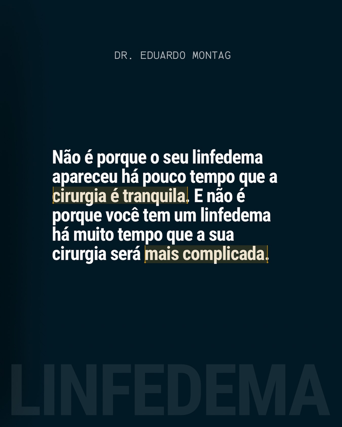 No linfedema, o tempo de doença, sozinho, não define a indicação nem o resultado. O que realmente importa é o comportamento do quadro, a resposta ao tratamento clínico e as características individuais de cada paciente.
Mais do que tempo, é sobre avaliação completa e a indicação correta.