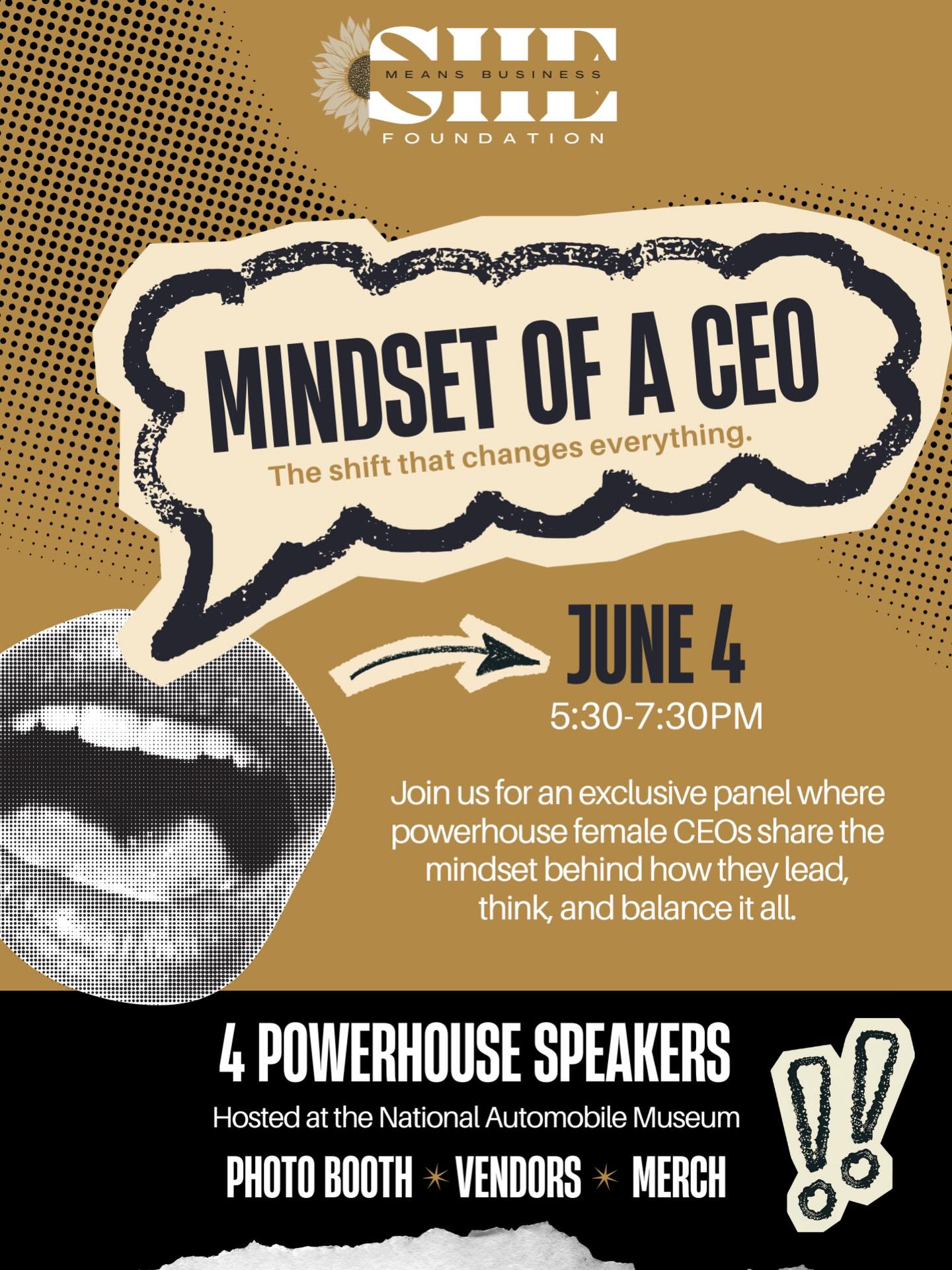 THIS IS YOUR SIGN TO THINK LIKE A CEO.
Mindset of a CEO — the shift that changes everything ✨
She Means Business Speaker Series
4 powerhouse panel speakers. One room. Big energy. Real strategy.
📅 Thursday, June 4th
🕔 Doors 5:00 PM | Event 5:30–7:30 PM
📍 National Automobile Museum — Reno, NV
Expect:
• 4 powerhouse panelists
• food + drinks
• exclusive merch + vendors
• photo booth moments
• a room full of women building what they want
This isn’t just inspiration—it’s execution, mindset, and momentum.
🎟 TICKETS GO LIVE- MONDAY
Link in bio or comment “CEO” and we’ll send the details.
Think like a CEO. Move like one too.
#smb #shemeansbusiness501c3 #speakerseries #event