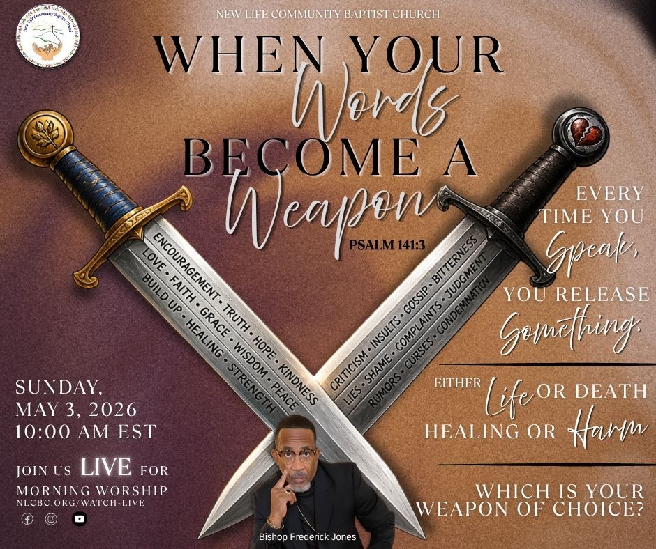 Your words aren’t just spoken—they’re released with power. ⚔️
This Sunday, we’re diving into When Your Words Become A Weapon (Psalm 141:3). Every word you speak can defend, attack, or shape outcomes… producing life or death, healing or harm.
Join us LIVE and learn how to guard your mouth and choose words that build, not break. 💬✨
#NLCBC #SundayService #SpeakLife #FaithInAction #GuardYourWords #KingdomLiving #HealingWords #LifeOrDeath #WatchLive