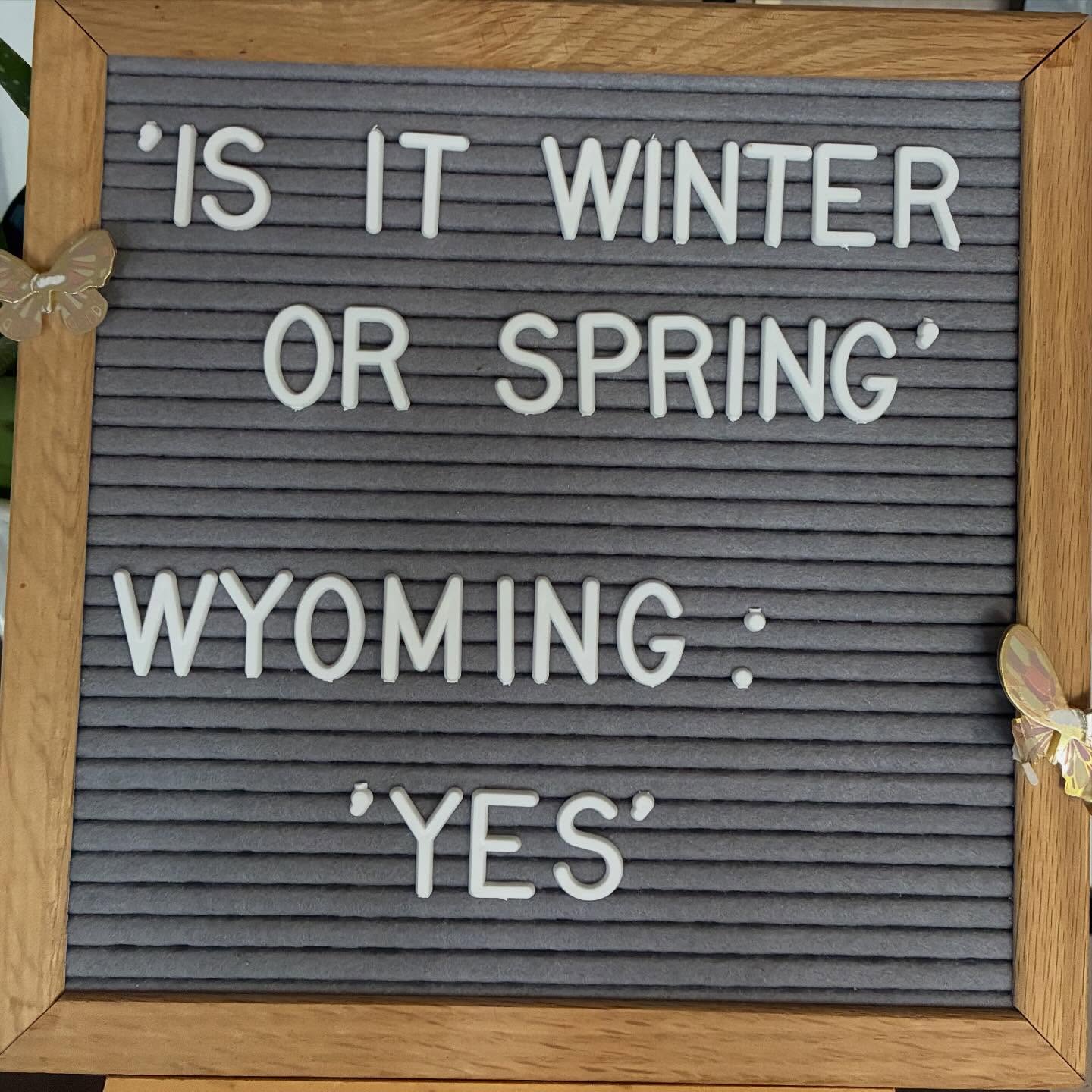 Spring: Sunny. With a dash of rain, hail, and HEAVY wet snow. No complaints though, we need it.