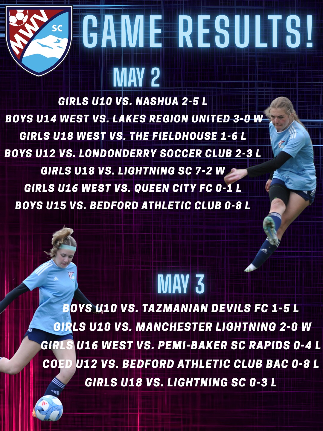 Lots of great games this past weekend. Congratulations to the U10 Girls for their very first W on Sunday! #SundayFunday #YouthSoccer #OnThePitch #mwvsc