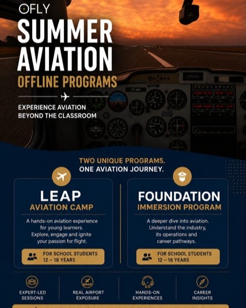 Aviation is best understood beyond the classroom.
This summer, OFLY brings immersive offline aviation programs designed for school students who wish to explore aviation with greater depth, clarity, and real-world exposure.
✈️ LEAP Aviation Camp
✈️ Foundation Immersion Program
Small batches. Meaningful engagement. Limited seats.
For students aged 12–18 years.
📩 Reply to know eligibility and batch details.
#OFLY #AviationPrograms #AviationCamp #FuturePilots #AviationExposure #StudentAviation #AviationEducation #LEAPAviationCamp #AviationWorkshop #AviationInternship #PilotCareer #STEMEducation #AviationLearning