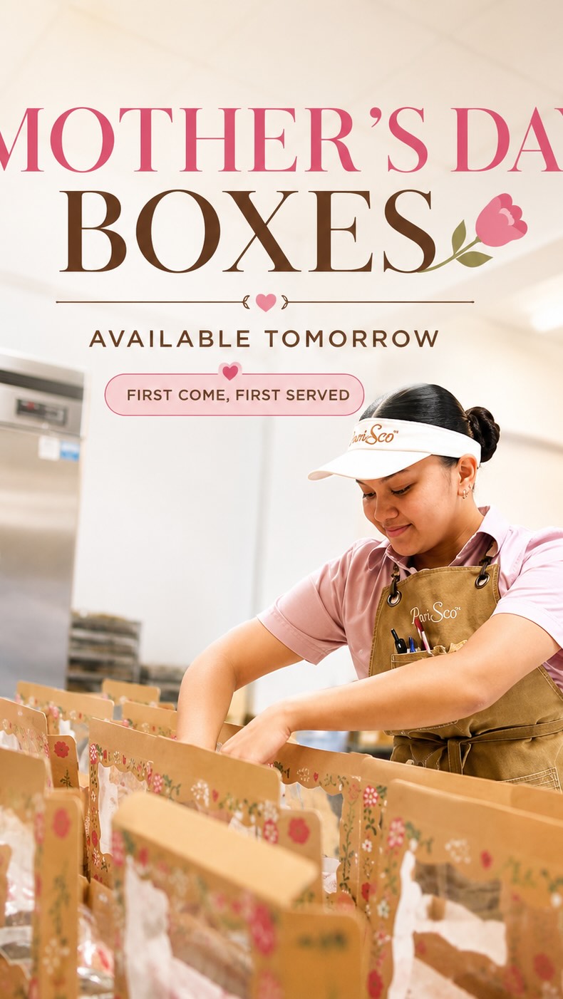 Tomorrow is the big day 🌸✨
Mother’s Day Boxes will be available at ALL Parisco locations tomorrow on a first come, first served basis while quantities last 💝
Our team has been working nonstop preparing every box with care 🤎
We will also be OPEN on Mother’s Day for your last-minute desserts, drinks, and sweet treats ☕️🍰
Call 646-0099 for inquiries.
#guamfood #mothersday #guamdesserts #parisco #guamcafe