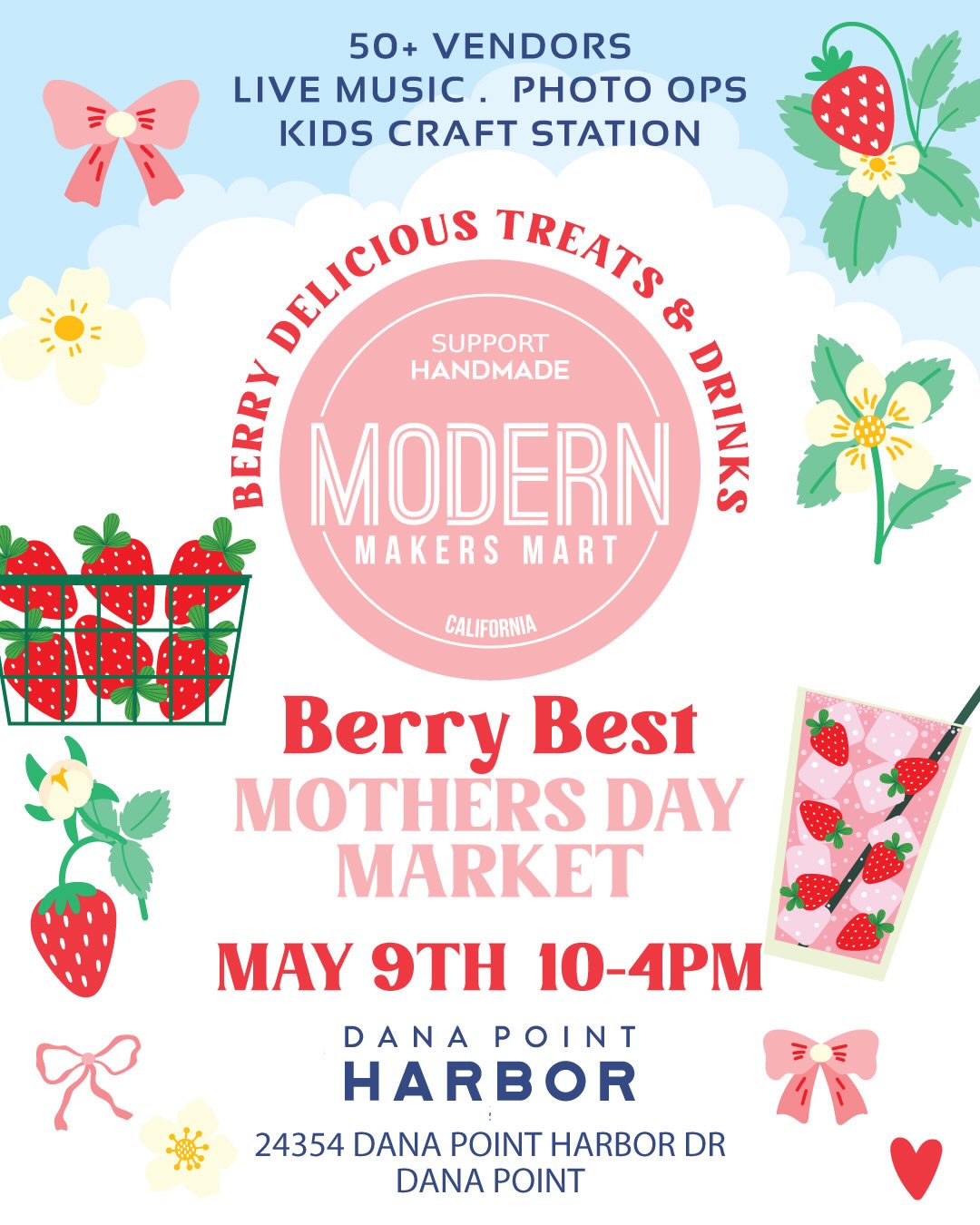 Dear Friends! ☕️🍪
Tomorrow, we’re incredibly happy to be part of the Berry Best Mother’s Day Market 🍓✨
It will take place in my personal favorite spot in California — Dana Point Harbor ⛵️
Ocean air, sunshine, fresh breeze, green lawns, the sound of waves, beautiful yachts… along with delicious berry treats and drinks 🍒🐠🎶🍹🌼
I’ll be bringing our fruit and blooming tree toys, flower and butterfly stackers & cars, marine life figurines & plush toys, Mother’s Day-inspired puzzles & blocks… and, of course, a big variety of magic wands, because we all need a little magic in everyday life ✨
And if you’re nearby, please come say hello! I always love meeting you in person ☺️
Look for our table with a balloon (just like in the logo photo) 🎈
See you tomorrow!
Warmly,
Irina
#diafeliz_shop #diafeliz_kids #diafeliz_woodentoys #diafeliz_plushtoys #toysasa