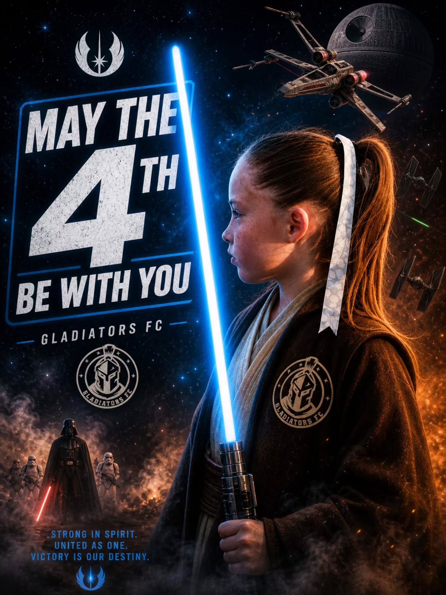 May the 4th be with you โก
Every great player has a journey.
Every warrior starts somewhere.
At Gladiators FC, weโre developing the next generationโ
one practice, one game, one moment at a time.
Stay ready. Stay focused. Stay strong.
#MayThe4th #PlayerDevelopment #GladiatorsFC #FutureStars #Discipline