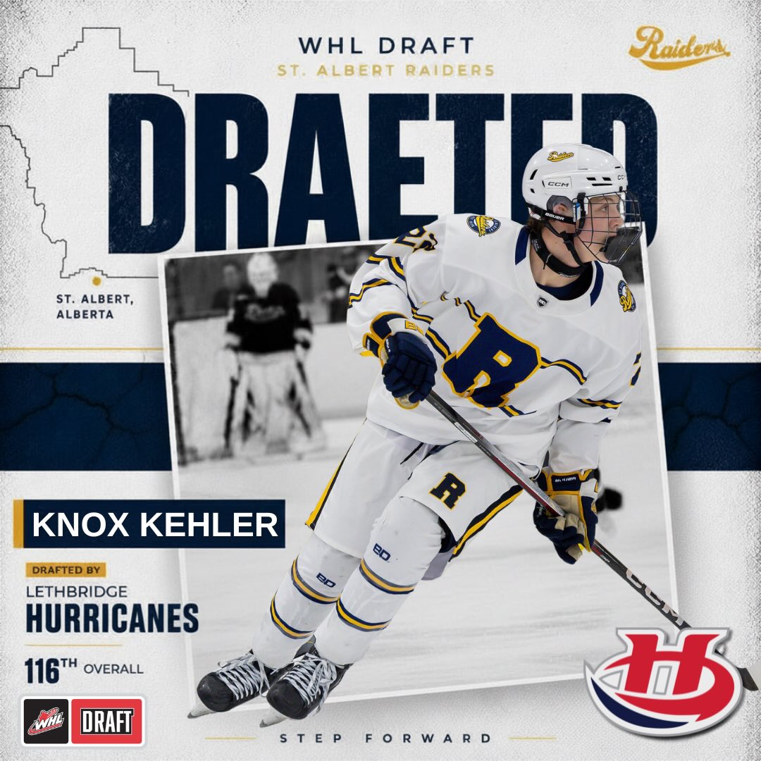 Congratulations to St. Albert Sabres forward Knox Kehler on being selected by the Lethbridge Hurricanes 116th overall in the 2026 WHL Draft.
