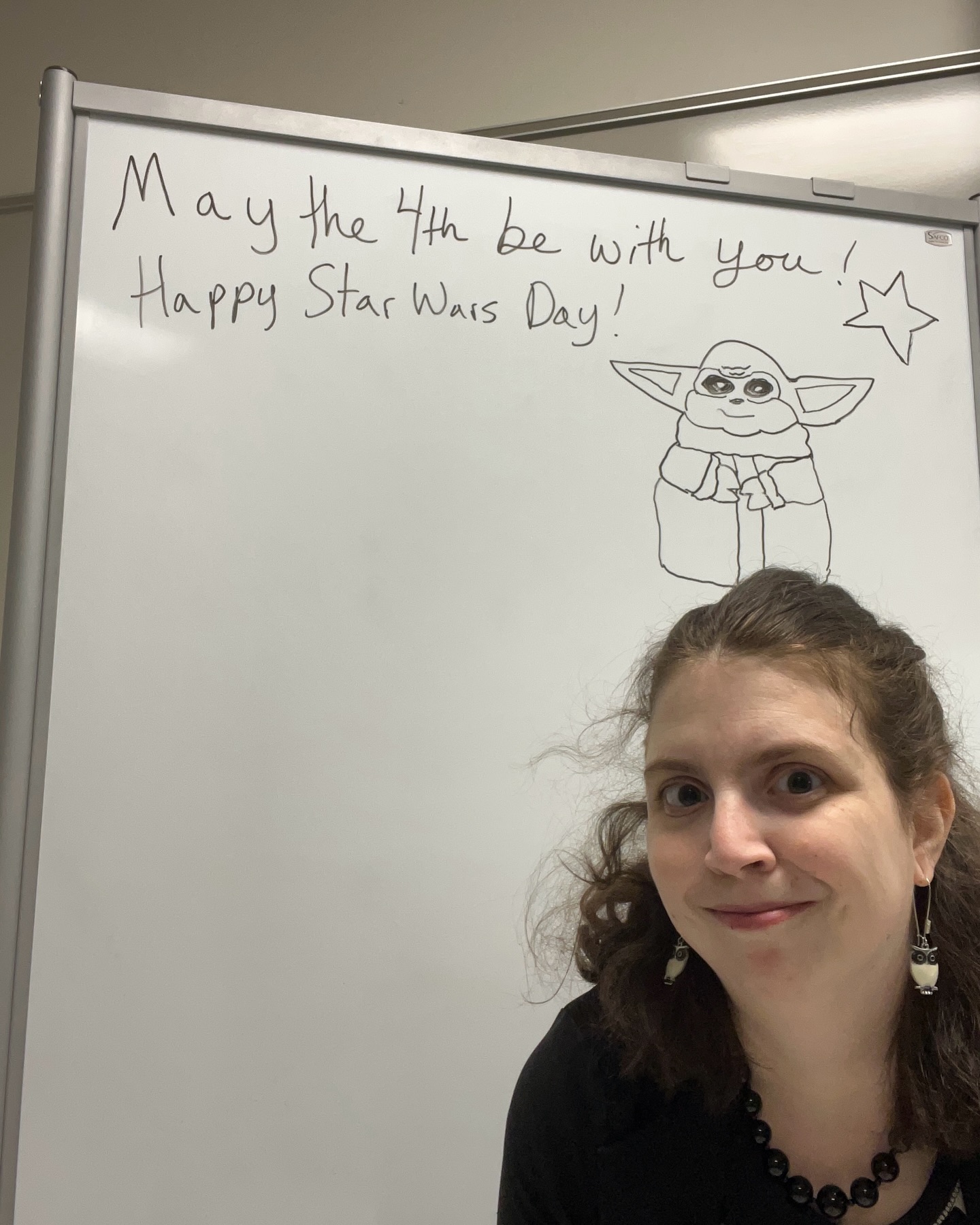 May the 4th be with you! This was a fantastic @starwars day, especially at @island_university.
Yes, I wrote those words and drew that Grogu on the white board for my classroom for my last classes. Then in between teaching my classes, we had special visitors come to calm everyone down from all the work for Paws on the Island and I couldnât resist them.
After today, Iâll wrap up the Spring semester with grading and then start my summer break. Iâll be focusing more on my writing and sketchbook art throughout the summer before I get back to professional development ahead of the upcoming Fall semester.
Iâm glad for what we have received related to Star Wars, like @andorofficial (with @diegoluna_). And Iâm excited for whatâs ahead for Star Wars, especially The Mandalorian and Grogu movies (with @pascalispunk). But hopefully weâll see Ben Solo again soon.
#StarWars #AdjunctProfessor #IndieAuthor