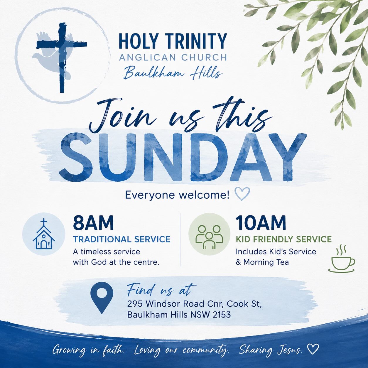 🌿 Join Us This Sunday at Holy Trinity Anglican Church Baulkham Hills!
We’d love to welcome you and your family this Sunday for worship, fellowship, and community.
⛪ 8:00 AM – Traditional Service
A reverent and reflective traditional service
👨👩👧👦 10:00 AM – Family-Friendly Service
Featuring a dedicated Kids’ Church program, engaging worship, and a relaxed atmosphere for all ages.
☕ Morning Tea follows the 10:00 AM service — a wonderful opportunity to connect with others.
📍 Holy Trinity Anglican Church
295 Windsor Road Cnr Cook St,
Baulkham Hills NSW 2153
Everyone is welcome whether you’re exploring faith, returning to church, or looking for a church family to call home.
#church #sydneychurch #hillschurch #fyp #jesus