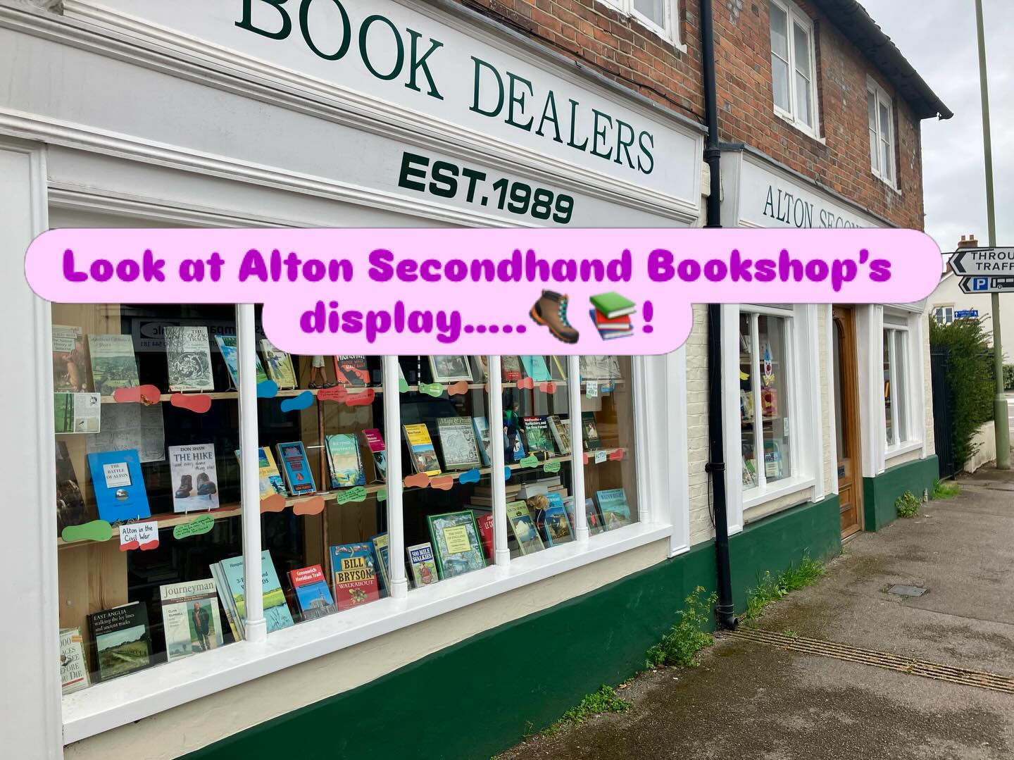 Great to have support from local independent businesses. Thank you for recognising @alton_walking_festival Alton Secondhand Bookshop - love your window display. You can find the bookshop on FB https://www.facebook.com/share/1B7wRV9tGz/?mibextid=wwXIfr . And there are many more local businesses partnering the festival through the festival discount scheme - have you got your card yet? You’ll be given one on the first walk you go on. Check out the list of partners on our website. #getoutside #walkingfestival #comeandjoinus❤️ #supportyourlocal