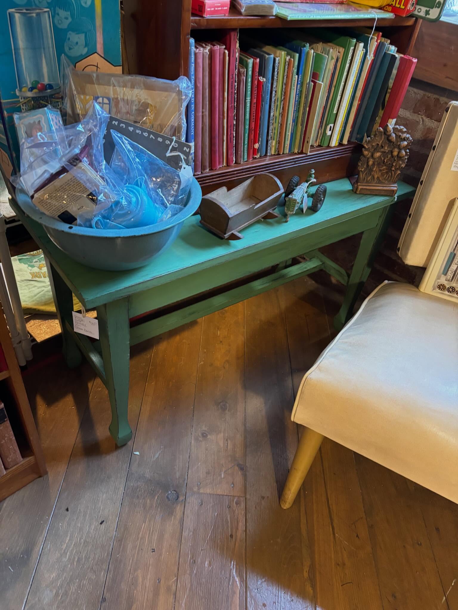 I sold a big bookcase over the weekend so I had to scramble to get it cleared off and rearrange my booth. I also added a few new things! #junkismylife #vintagedecortour #48starflag #welcomehomevintagetour #vintagebooks