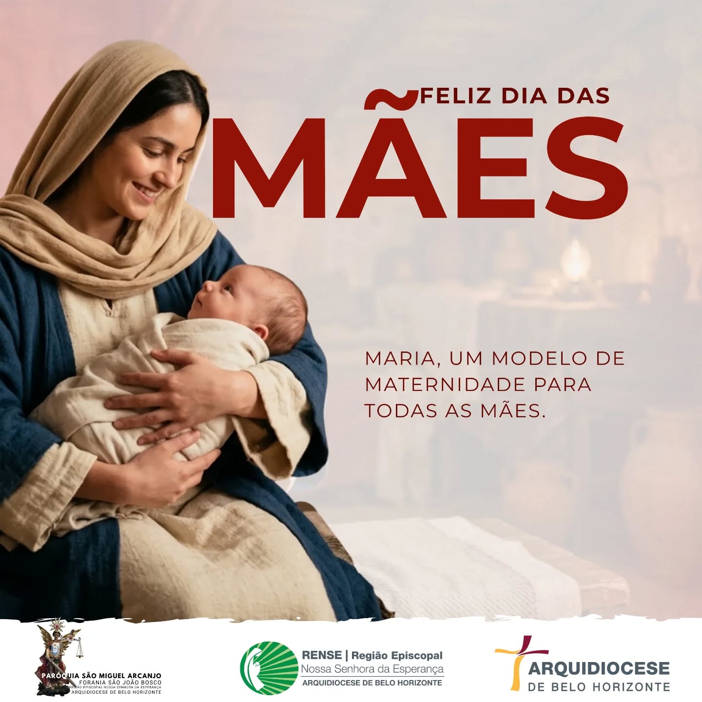 Maria, a Mãe das Mães. ✨
Neste Dia das Mães, olhamos para Maria como o exemplo máximo de amor, entrega e proteção. Que sua força e doçura inspirem cada mãe em sua jornada diária de cuidar e educar.
Desejamos um abençoado Feliz Dia das Mães a todas as mulheres que, com dedicação, geram vida e esperança! 🌹