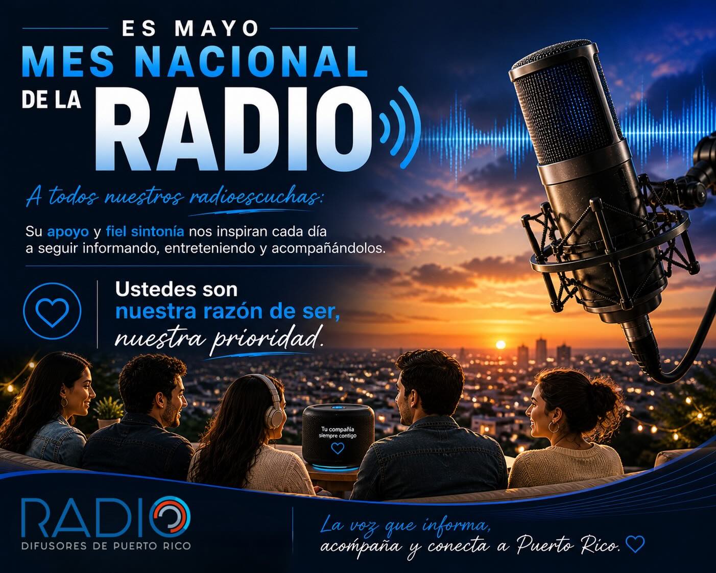 En este Mes Nacional de la Radio agradecemos a todos nuestros radioescuchas por su apoyo y fiel sintonía.
Ustedes son nuestra razón de ser y la inspiración que nos impulsa cada día a informar, entretener y conectar a nuestras familias y comunidades en todo Puerto Rico.
Gracias por acompañarnos siempre. 📻🇵🇷
La Junta de Directores y su presidente, Eric J. Toro
Asociación de Radiodifusores de Puerto Rico