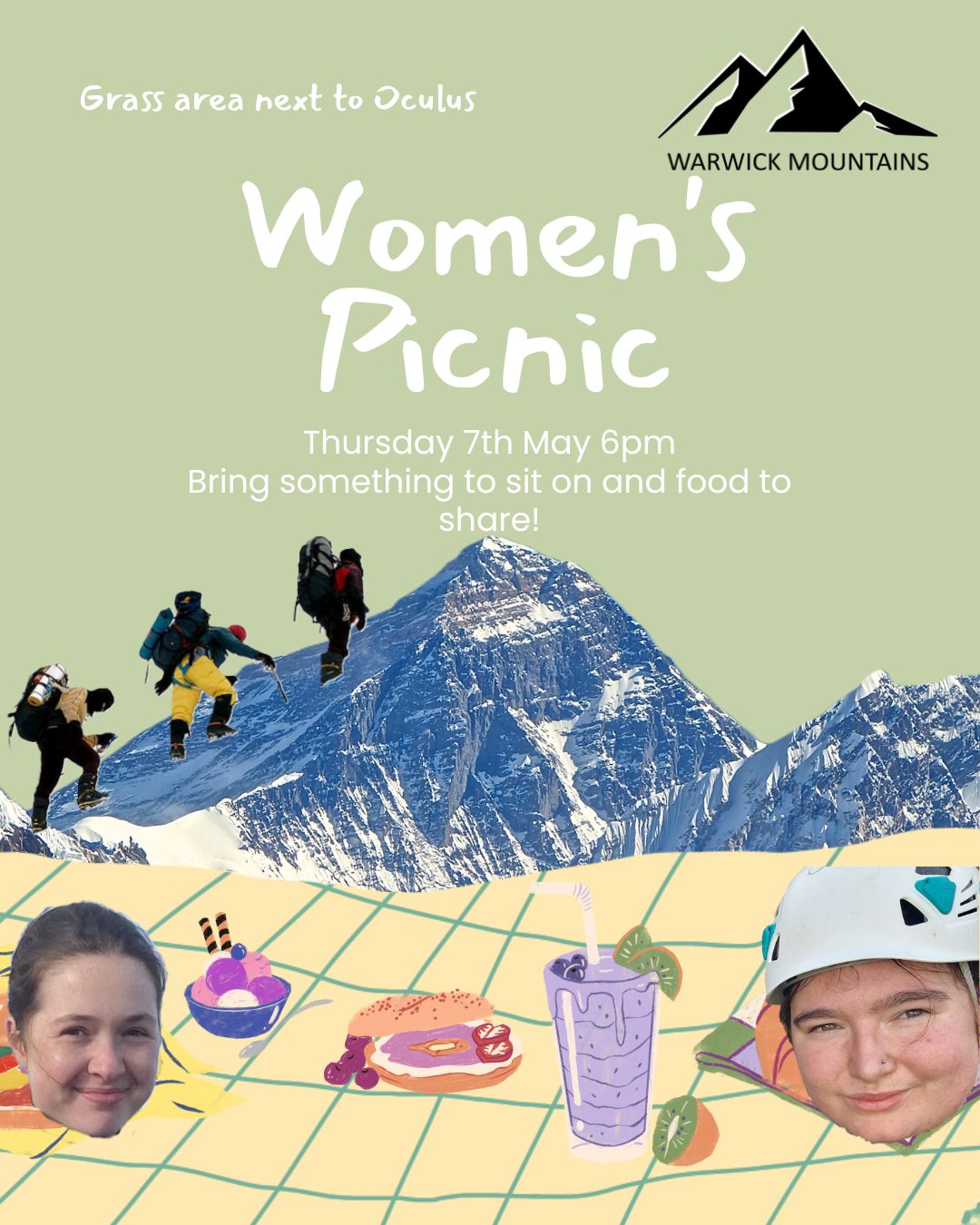Join us at 6pm on Thursday 7th May on the grass outside Oculus for a Women's and Gender Non-Conforming Social! Bring some food to share and something to sit on!