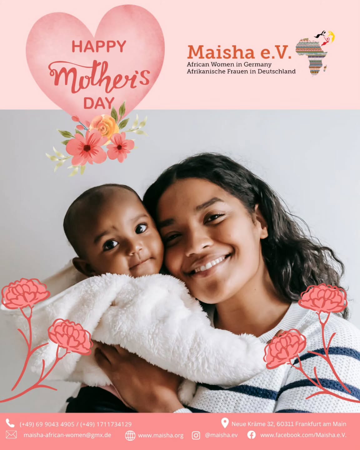 🌸 Happy Mother’s Day! 🌸
Today we celebrate the strength, love, and care of all mothers. 💛
Thank you for everything you do every day!
---
🌸 Alles Gute zum Muttertag! 🌸
Wir feiern heute die Stärke, Liebe und Fürsorge aller Mütter. 💛
Danke für alles, was ihr jeden Tag leistet!
#MothersDay #MaishaEV #Love #Gratitude
#Muttertag Liebe Dankbarkeit