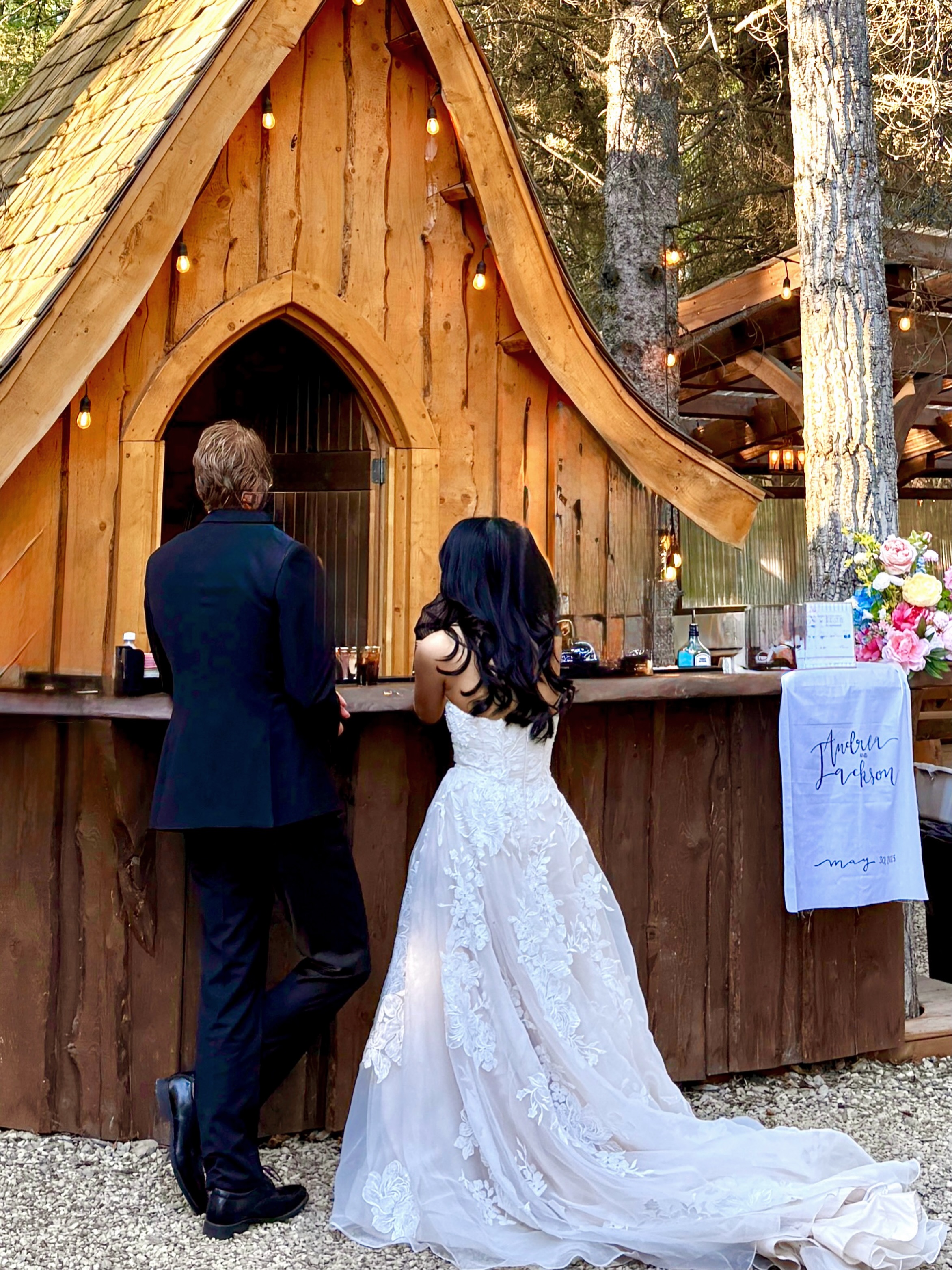 Cocktails taste better as husband and wife. #aaamobilebartending #weddingbartenders #brideandgroom #thevalleyweddings πΎπ₯#beautifulcouple